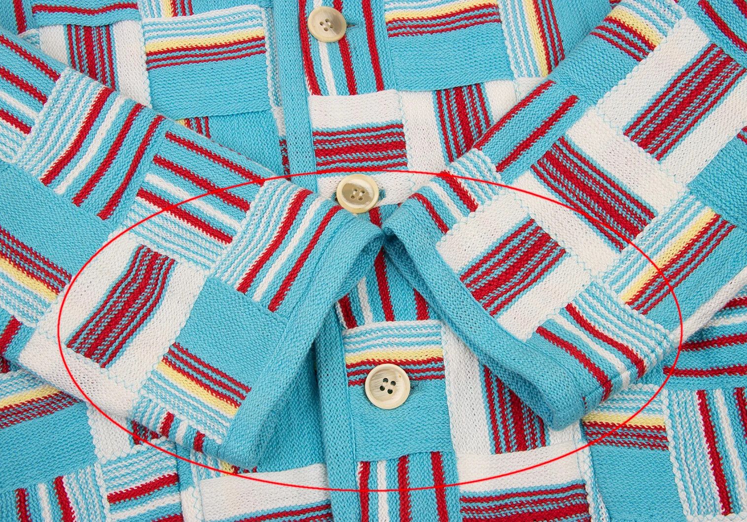 Issey Miyake Cotton Stripe Knit Patchwork Design Jacket in White and Blue Size US XL / EU 56 / 4 - 10 Thumbnail