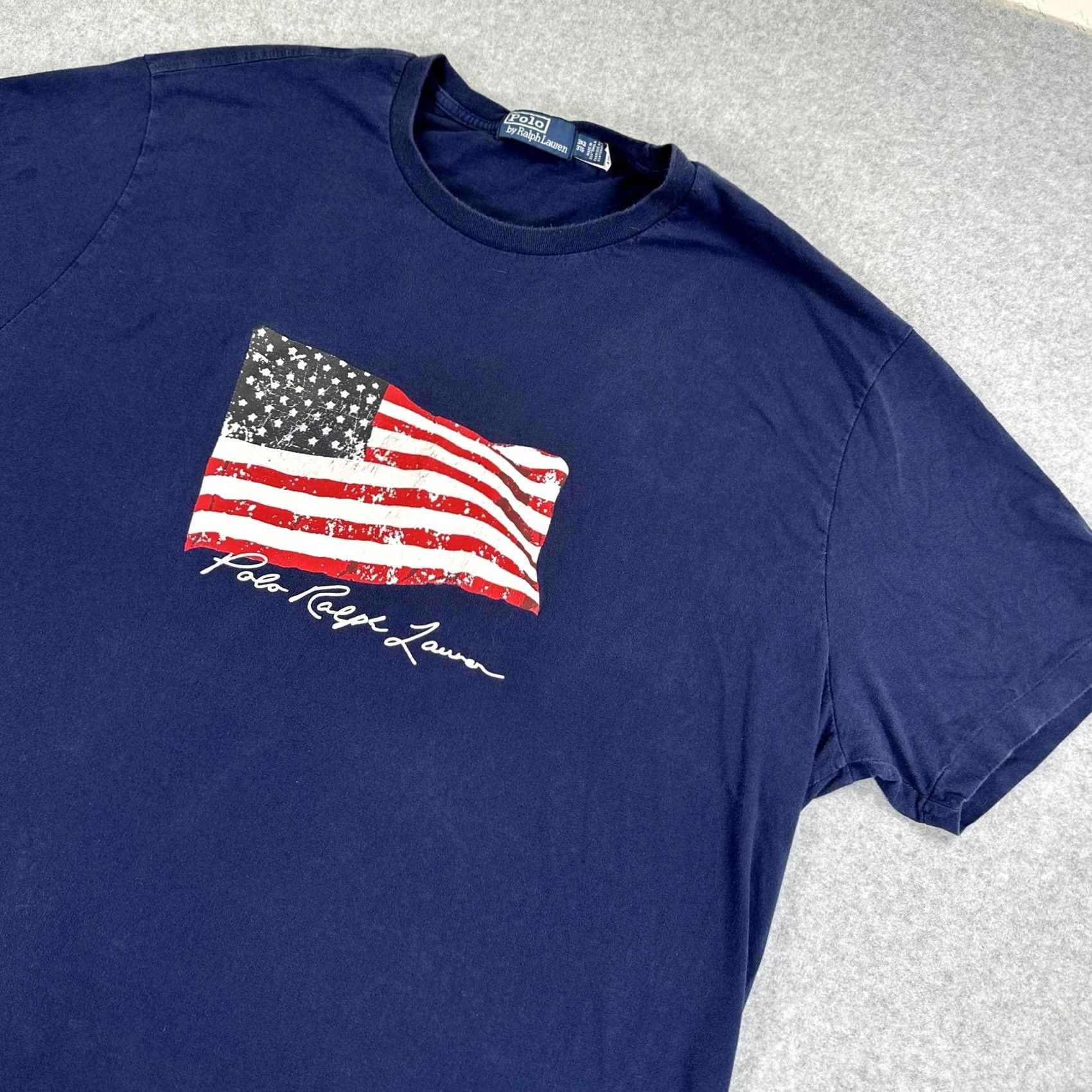 Polo Ralph Lauren VINTAGE Polo Ralph Lauren Shirt Mens 3X Big Blue USA Flag Graphic Made USA 90s Size US XXL / EU 58 / 5 - 2 Thumbnail