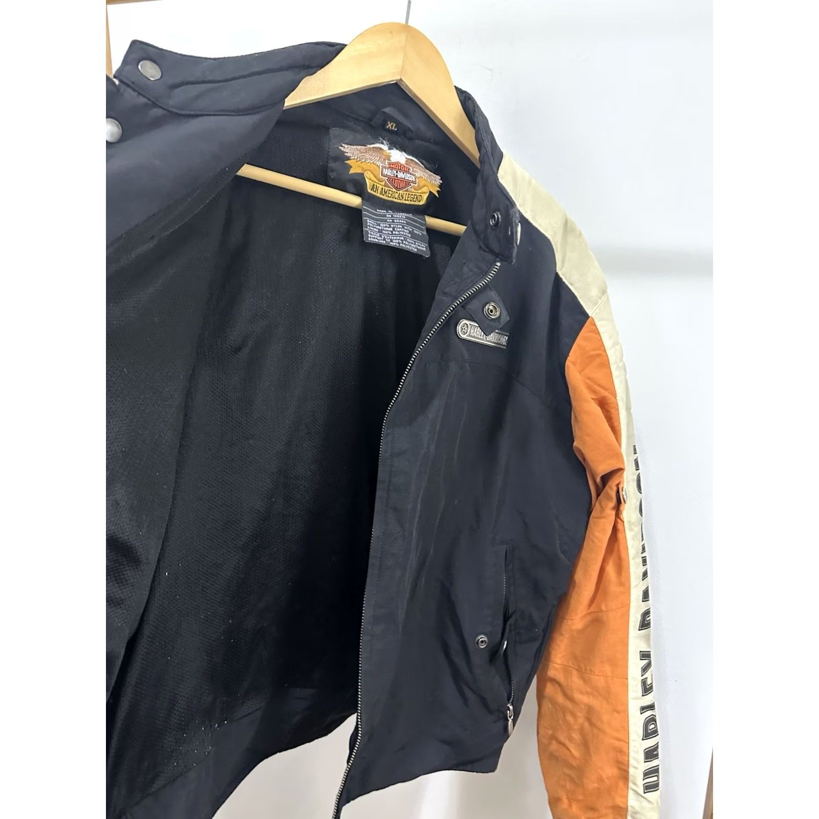 Harley Davidson VTG Harley-Davidson Men's Biker Motorcycle Nylon Orange Black Jacket XL Bomber Riding Team Size US XL / EU 56 / 4 - 4 Thumbnail