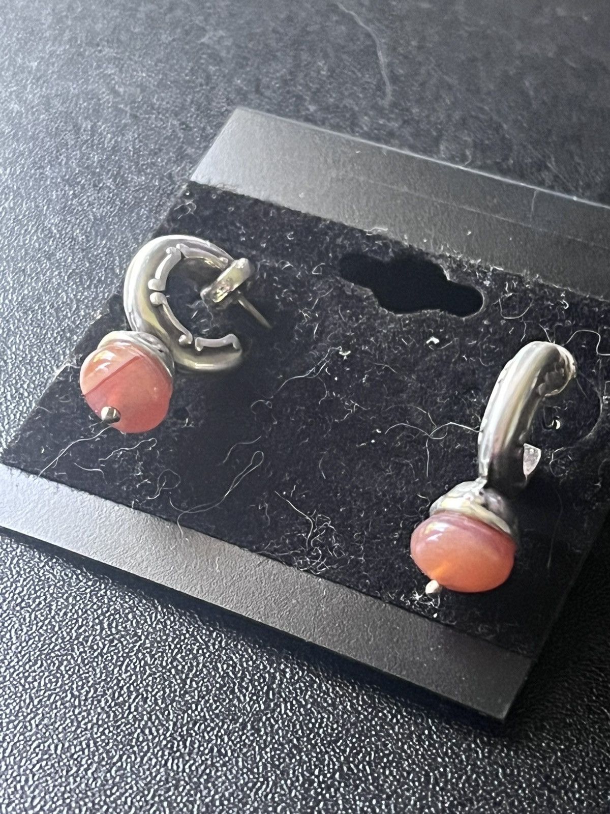 Other Vintage Sterling Silver Carnelian Front-Facing Hoop Earrings Size ONE SIZE - 1 Thumbnail