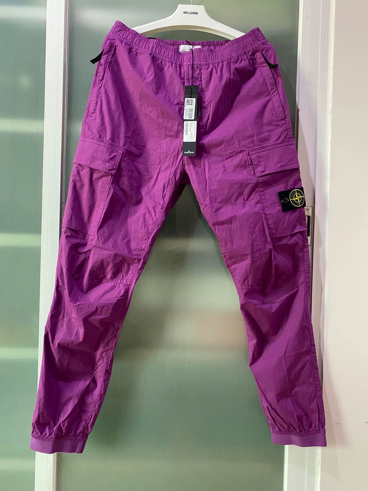 casual side pocket purple pants