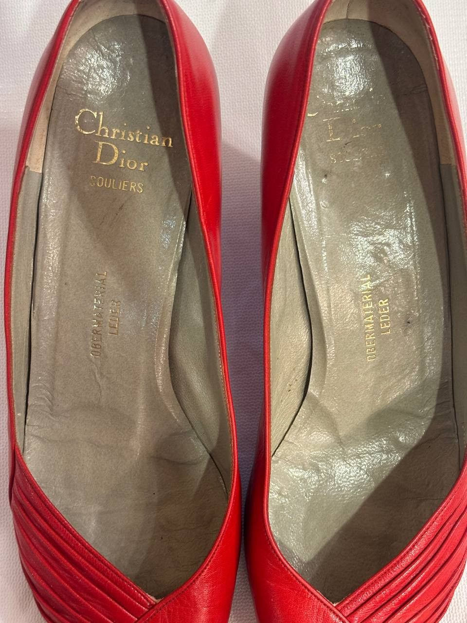 Christian Dior Monsieur Christian Dior Vintage Red Leather Pumps – Made in France Size US 7 / IT 37 - 15 Thumbnail