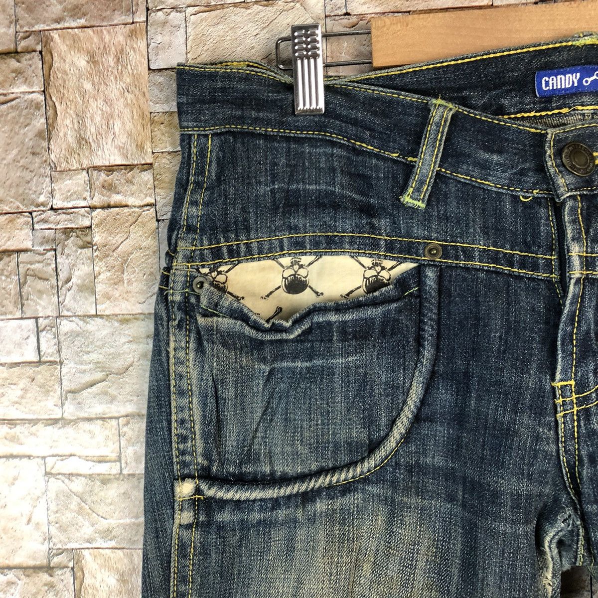 Japanese Brand Candy Robot Blue Distressed Denim Pants #A1125 Size 32" / US 10 / IT 46 - 8 Thumbnail