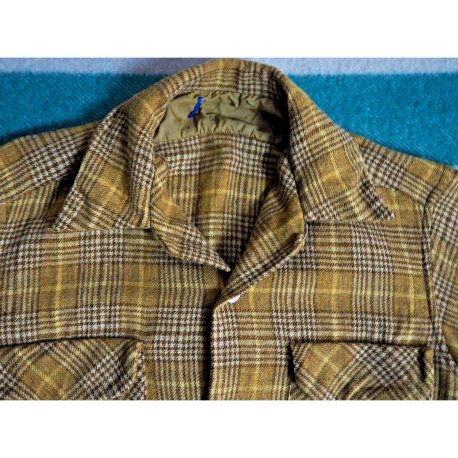 Pendleton VTG Pendleton Shirt Wool 60s Tan Windowpane Houndstooth Plaid Button Front S Rockabilly Casual Mens Size US S / EU 44-46 / 1 - 2 Thumbnail