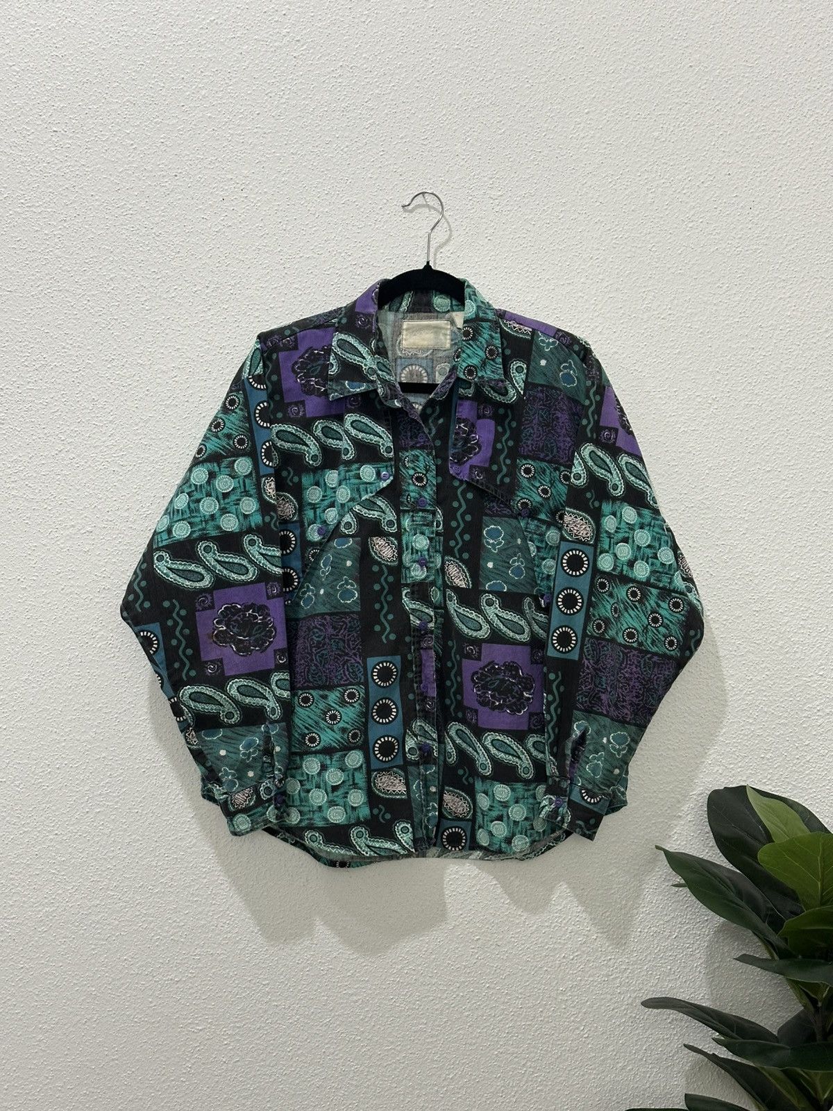 Other Vintage 80s Women’s Western Shirt Abstract Paisley Button Up Size XL / US 12-14 / IT 48-50 - 1 Thumbnail
