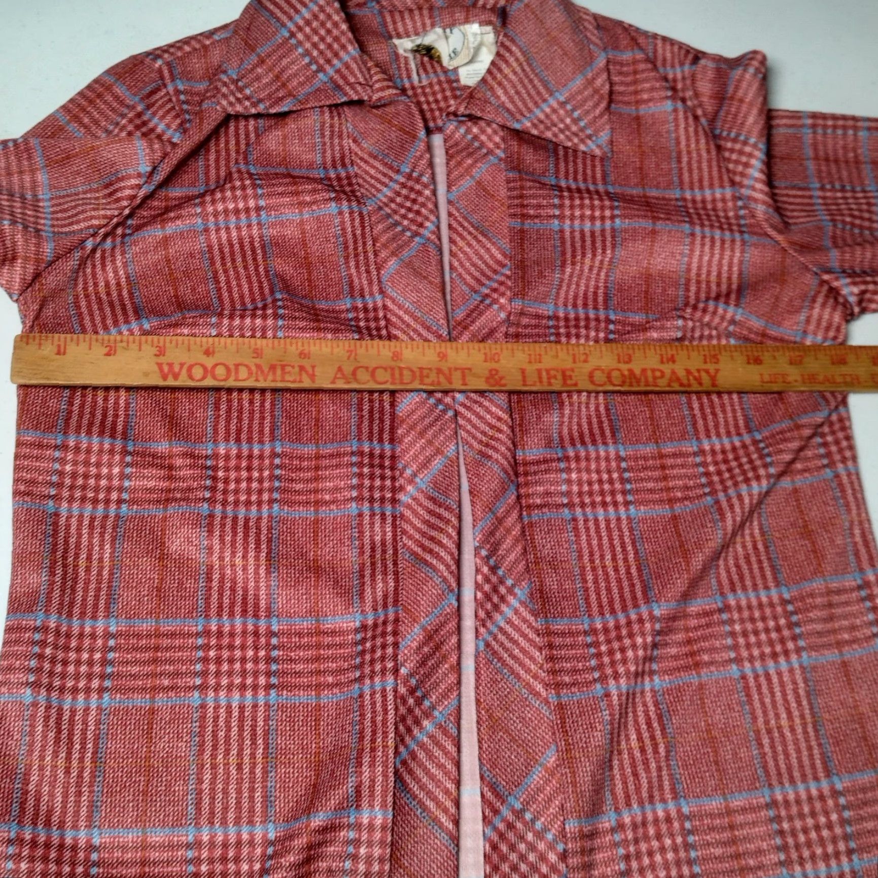 Vintage VINTAGE Liberty Circle Blouse Shirt Open Front Red Plaid 70s Academia Secretary Modest Women's 12 Size XL / US 12-14 / IT 48-50 - 4 Thumbnail
