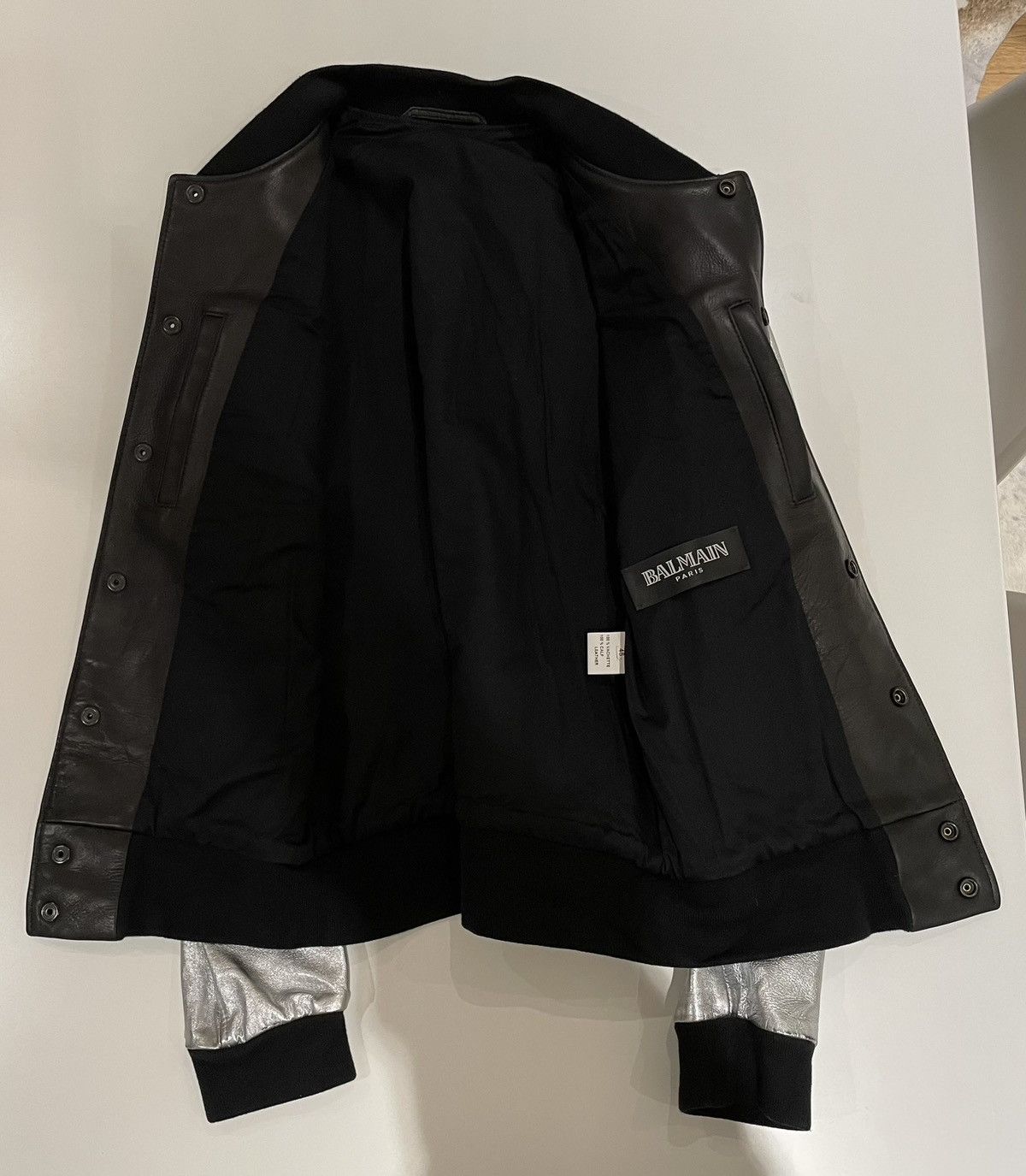 Balmain Balmain Black/Silver Teddy Leather Jacket Size 48FR Size US M / EU 48-50 / 2 - 2 Thumbnail