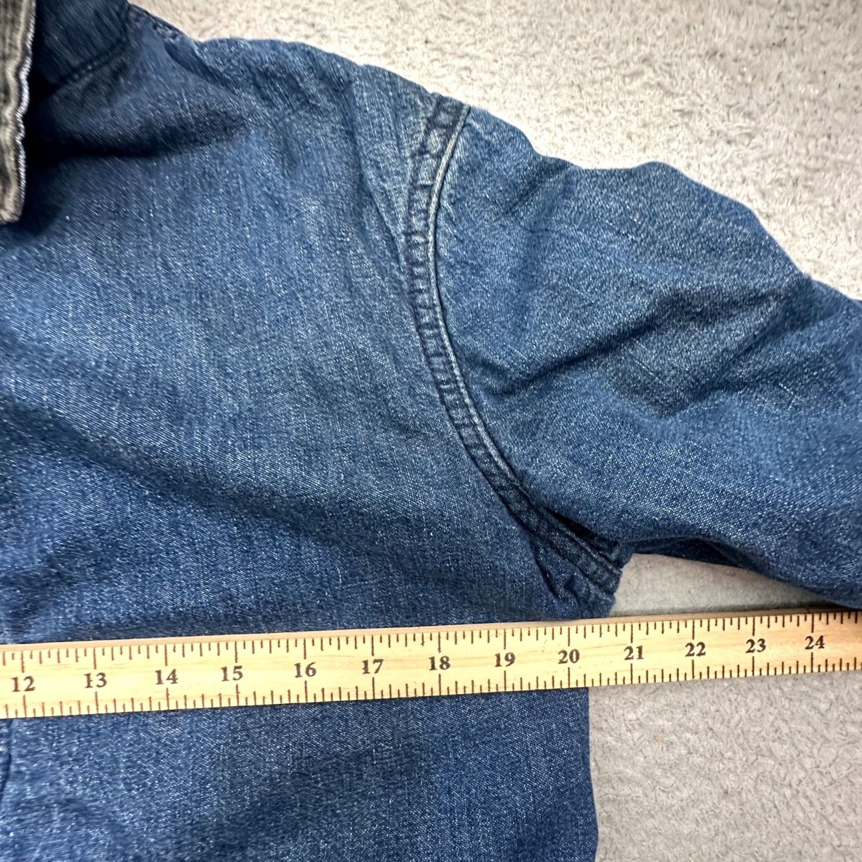 Denime VINTAGE Montgomery Denim Jacket Small Mens Regular 50s 60s Blanket Lined Zipper Full Zip Workwear Casual Cotton Blue Denim Jacket Size US S / EU 44-46 / 1 - 6 Thumbnail