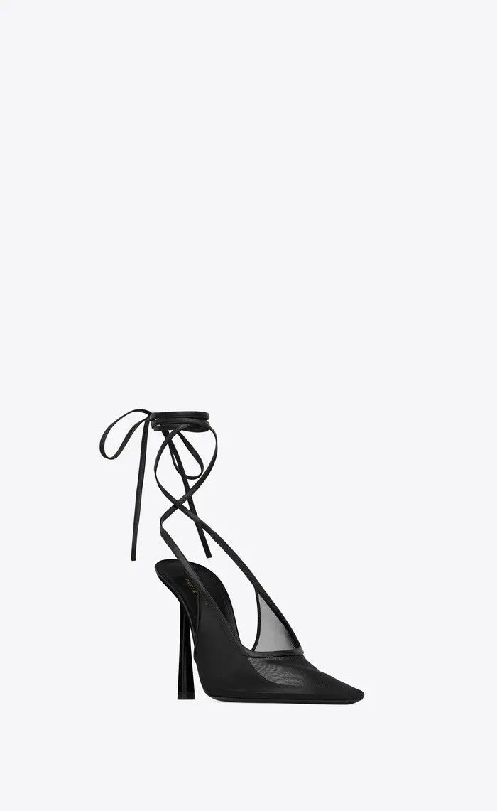 Saint Laurent Paris o1b1hav111025 776291 OXALIS Slingback Pumps in Mesh in Black Size US 10.5 / IT 40.5 - 6 Thumbnail