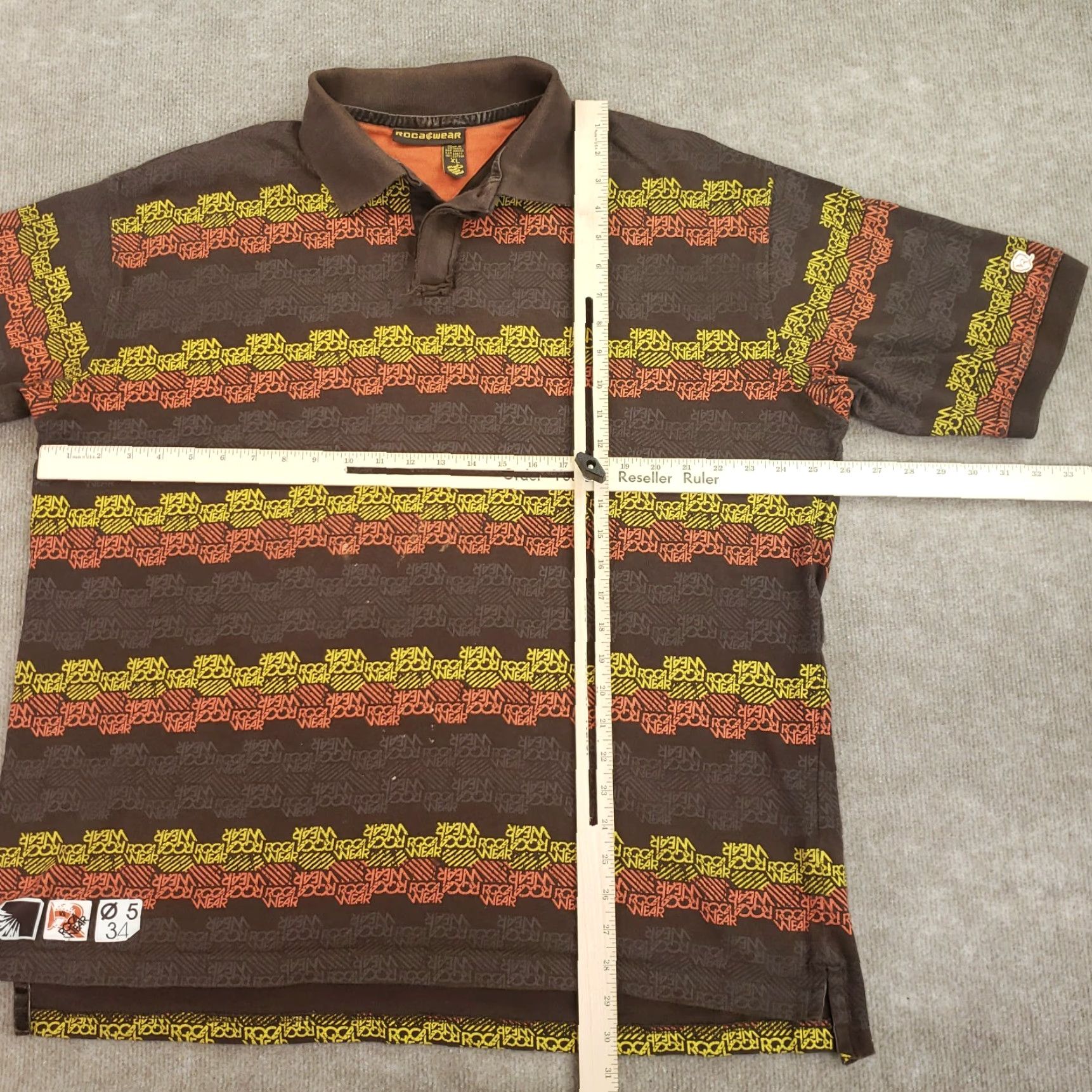 Rocawear Rocawear Polo Shirt Mens Extra Large XL Brown Yellow Orange Short Sleeve AOP * Size US XL / EU 56 / 4 - 2 Thumbnail