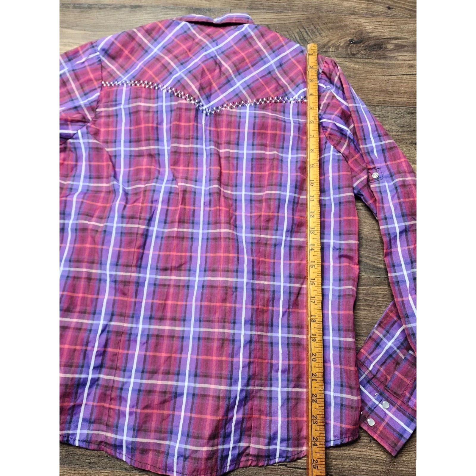 Vintage Janie Womens L Embroidered Pearl Snap Front Plaid Western Shirt Size L / US 10 / IT 46 - 2 Thumbnail
