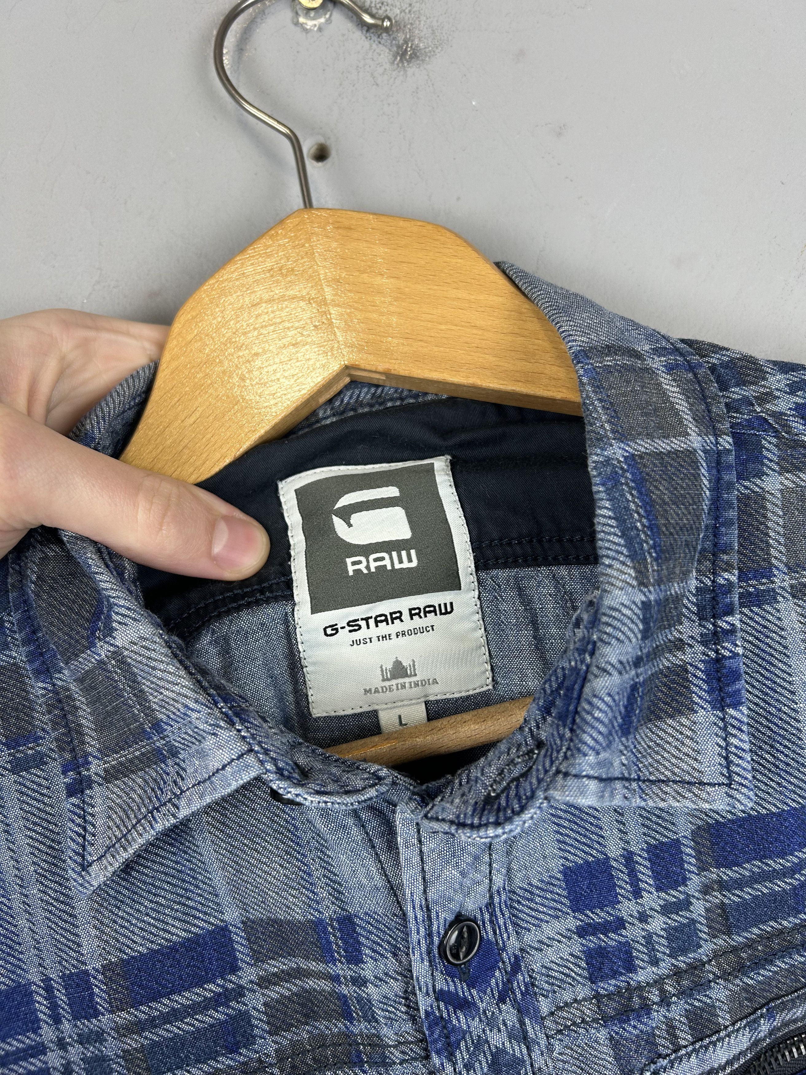 Flannel × G-Star G-Star Attacc Shirt Long Sleeve Checkered Blue Plaid Pocket Size US L / EU 52-54 / 3 - 3 Thumbnail