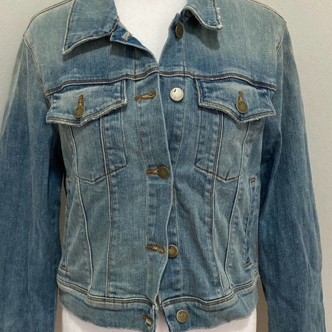 J Brand rare Harlow Cropped Denim Trucker Jacket size M Surface Blue Size M / US 6-8 / IT 42-44 - 3 Thumbnail