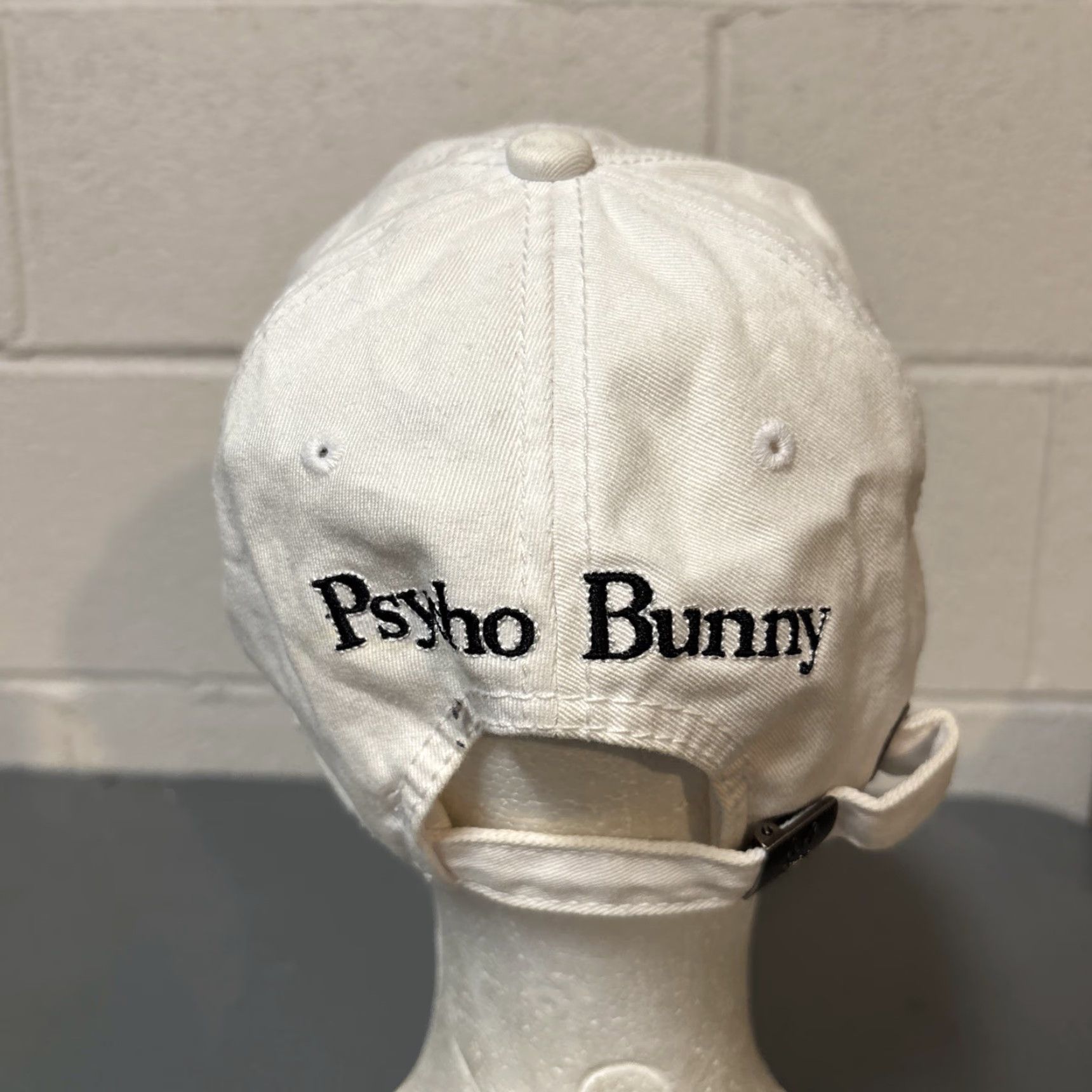 Psycho Bunny Psycho Bunny Mens Baseball Cap OS White Embroidered Silver Big Bunny Adjustable Cap OS Size ONE SIZE - 6 Thumbnail