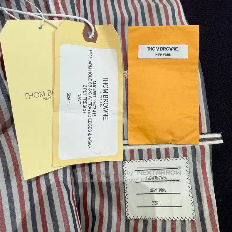 Thom Browne Thom Browne Fringed Leather Jacket with Dark Blue Gold But Size US S / EU 44-46 / 1 - 6 Thumbnail