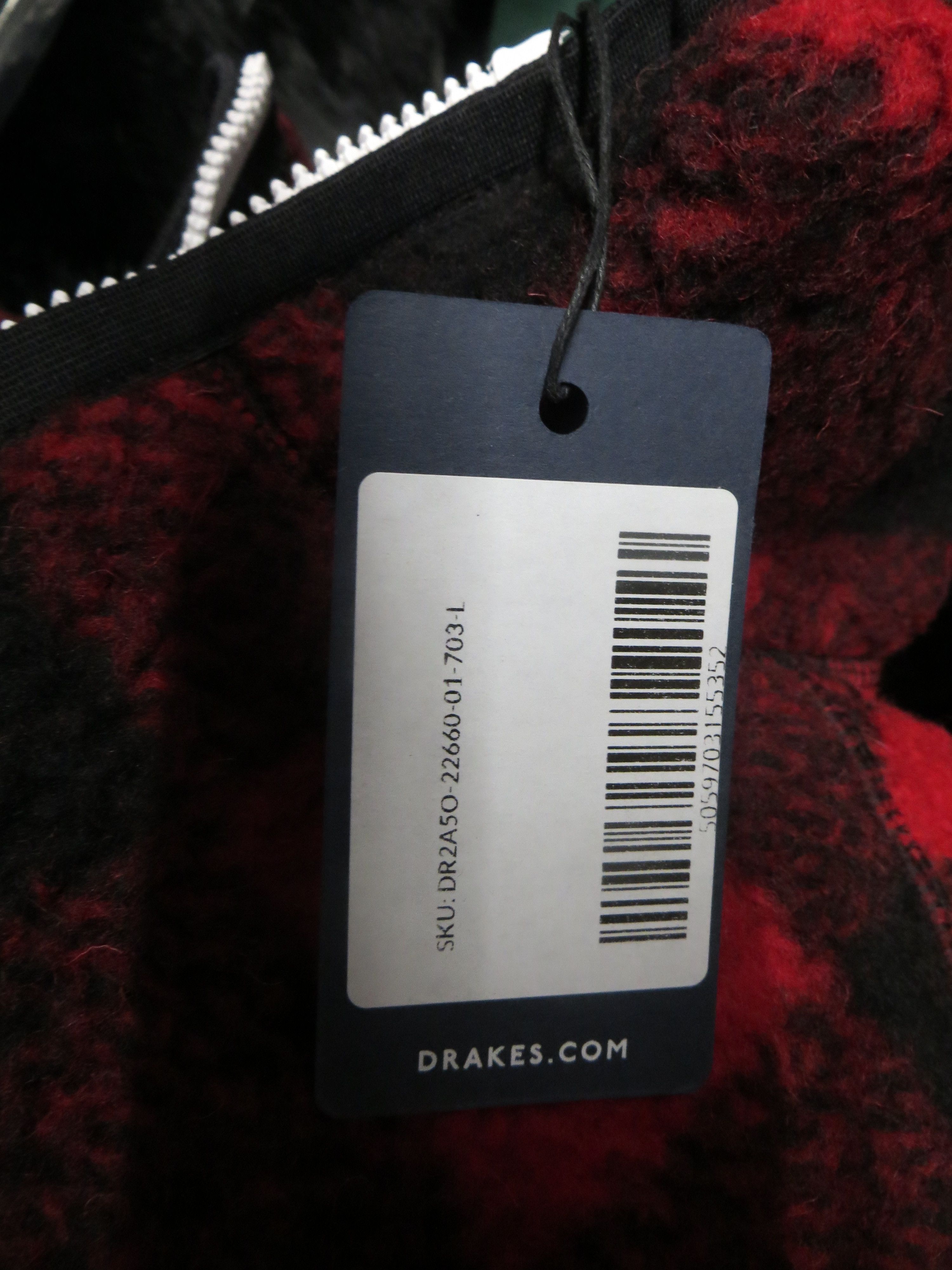 Drake's RED BUFFALO CHECK FLEECE JACKET Size US L / EU 52-54 / 3 - 10 Thumbnail