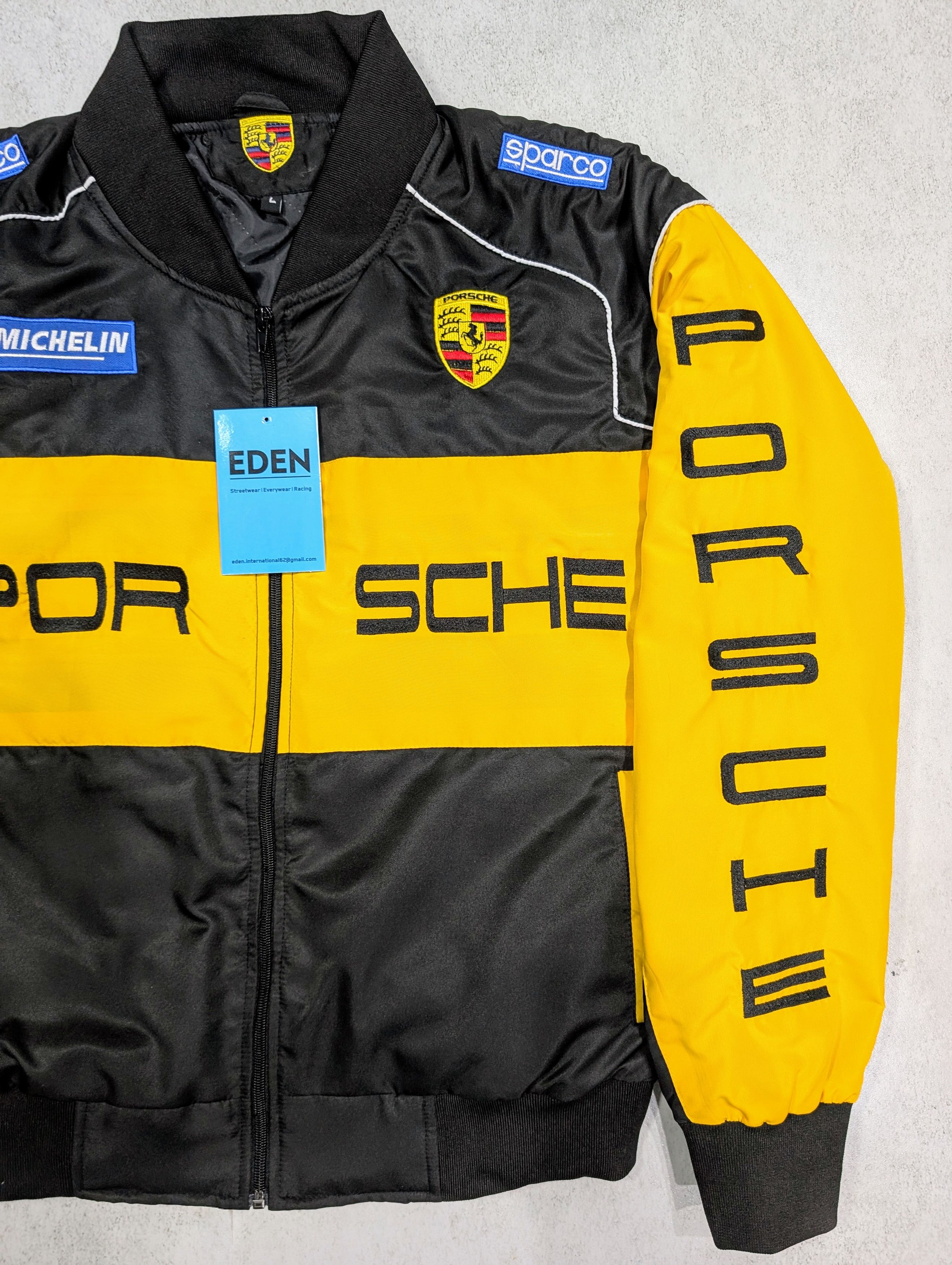 Porsche Design 💥 Men's Porsche Black & Yellow Racing Jacket -Iconic Design Size US XL / EU 56 / 4 - 3 Thumbnail