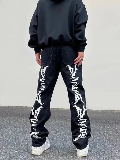Designer × Vintage High Street Straight Loose Gothic y2k Jeans Trousers Size US 32 / EU 48 - 1 Thumbnail