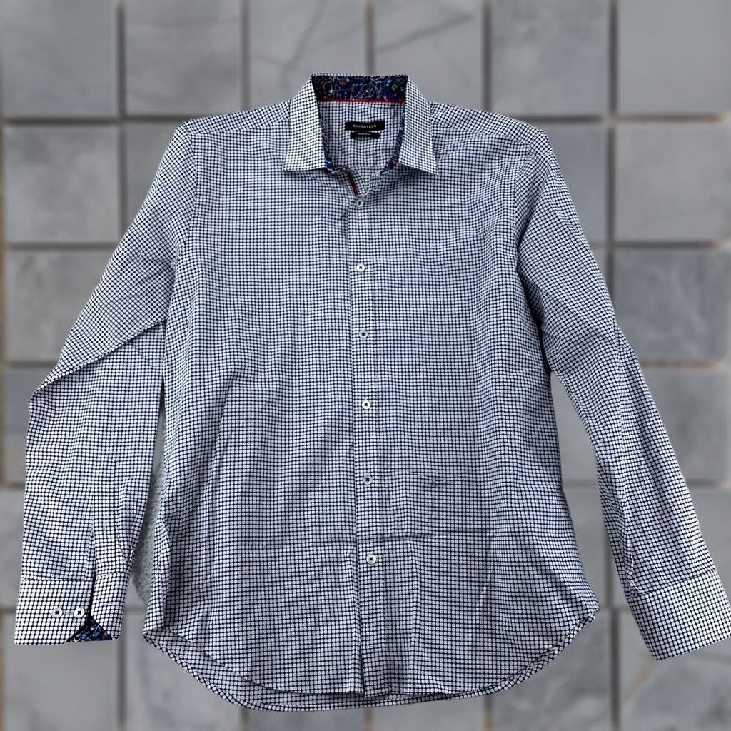 BUGATCHI Bugatchi Uomo Shirt Mens L White Black Polka Dot Shaped Fit Button Up Size US L / EU 52-54 / 3 - 1 Thumbnail