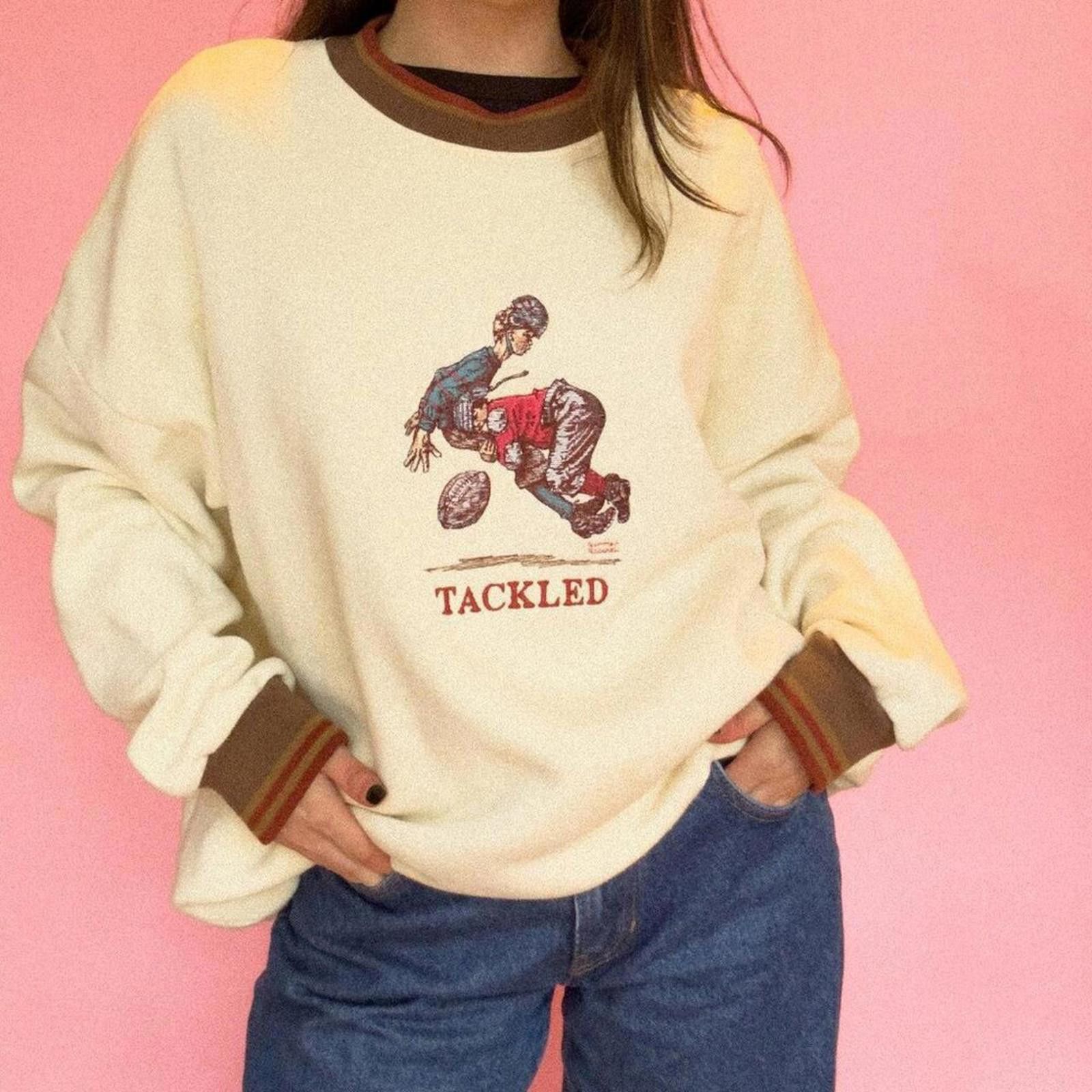 Vintage 1980S NORMAN ROCKWELL TACKLED PULLOVER Size US XXL / EU 58 / 5 - 1 Thumbnail
