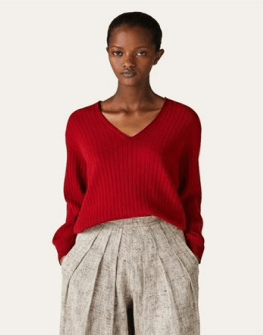 Loro Piana o1w1db10724 Maras Cashmere V-Neck Sweater in Red Size XS / US 0-2 / IT 36-38 - 2 Thumbnail