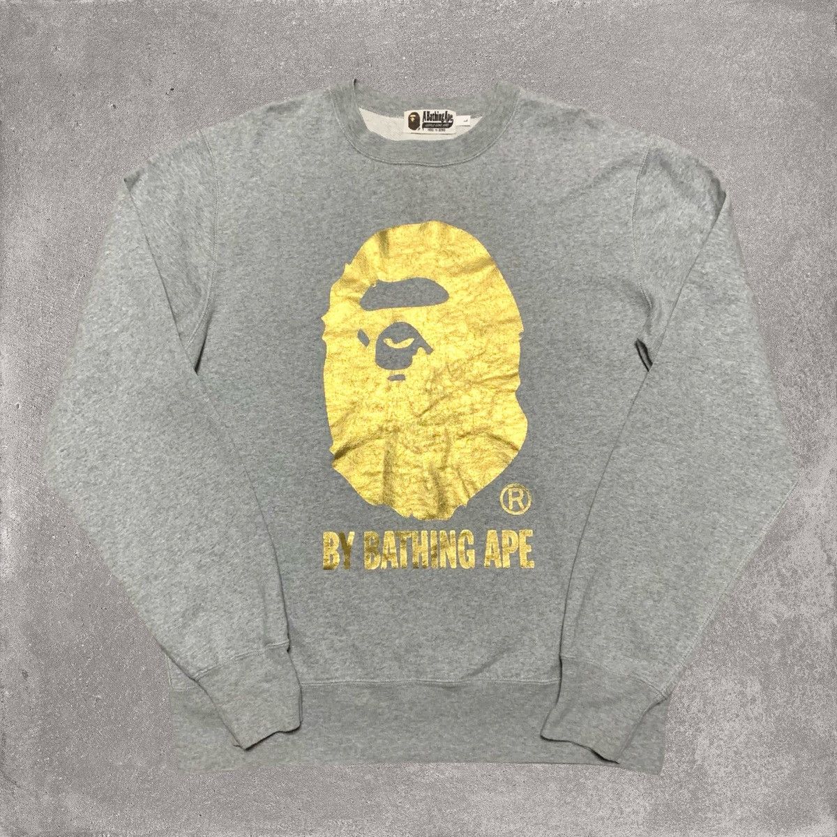Bape Bape Large Gold By Bathing Ape Grey Sweater Sweatshirt Size US L / EU 52-54 / 3 - 1 Thumbnail