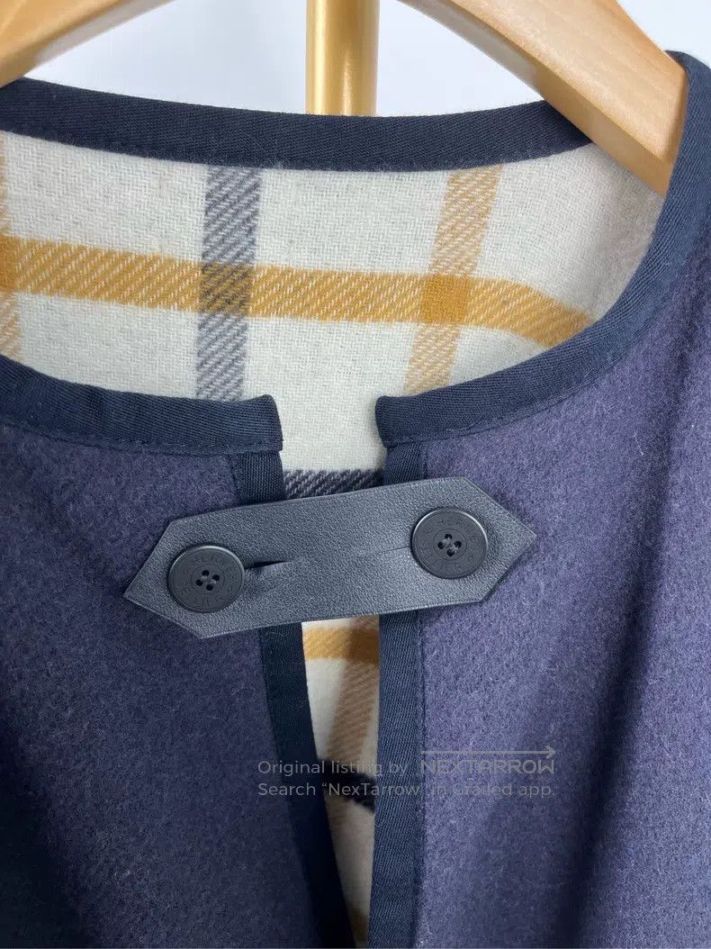 Hermes Hermes Navy Blue Letter Logo Wool Cloak Size M / US 6-8 / IT 42-44 - 3 Thumbnail