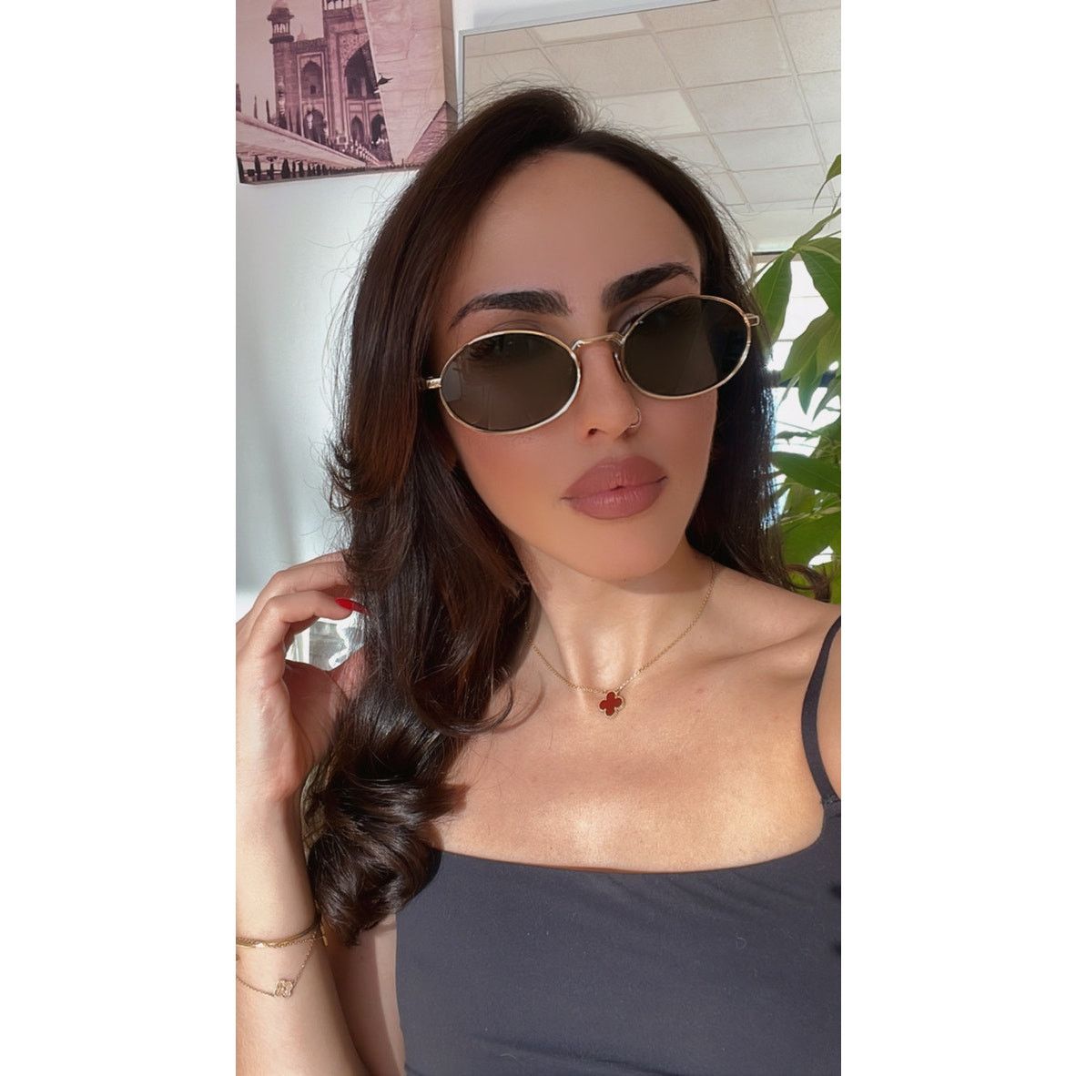 Prada NEW Prada PR65ZS Oval Sunglasses in Gold Green Size ONE SIZE - 7 Thumbnail