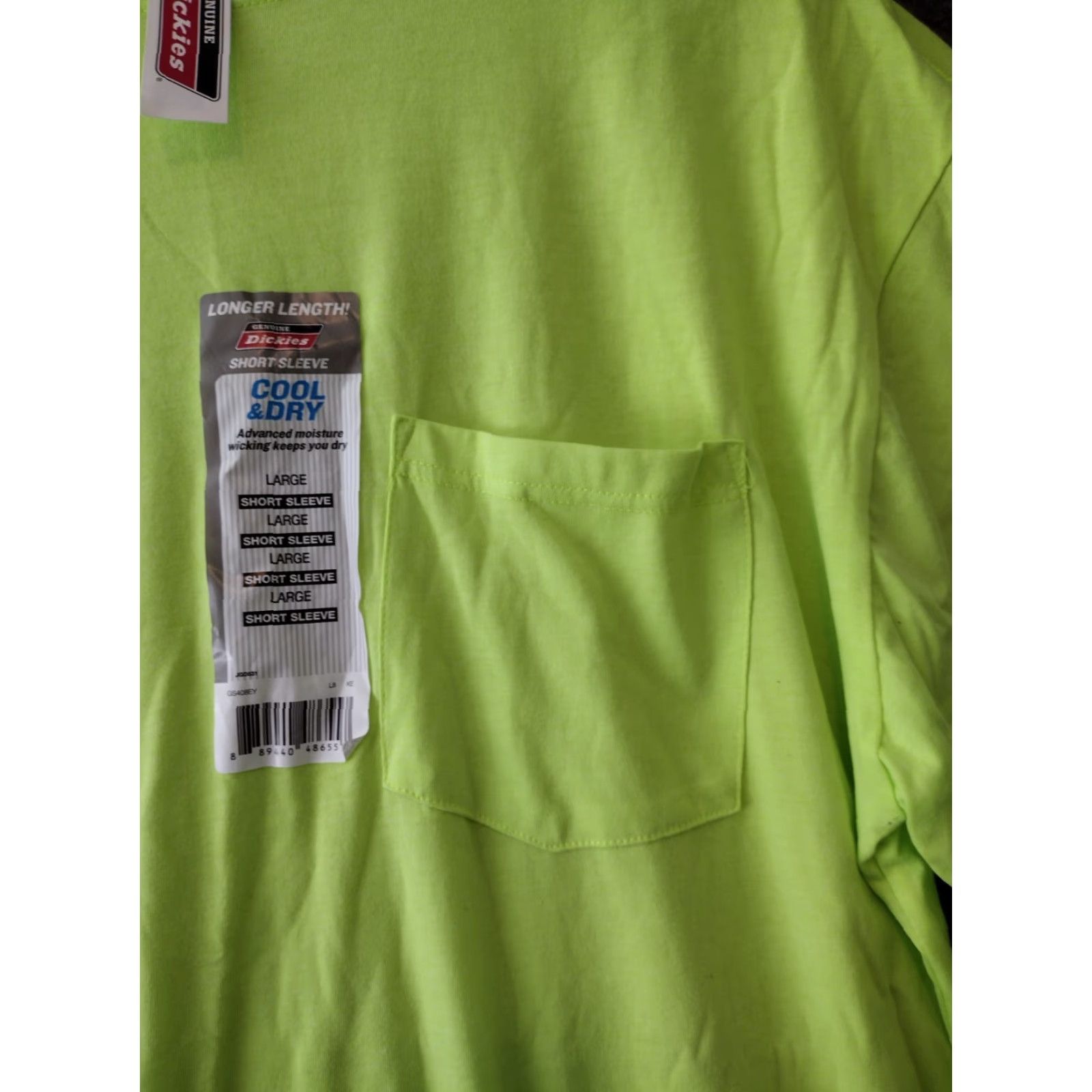 Dickies Dickies Mens T Shirt L Neon Yellow Cool & Dry Pocket Relaxed Fit Work Shirt Mens Size US L / EU 52-54 / 3 - 7 Thumbnail
