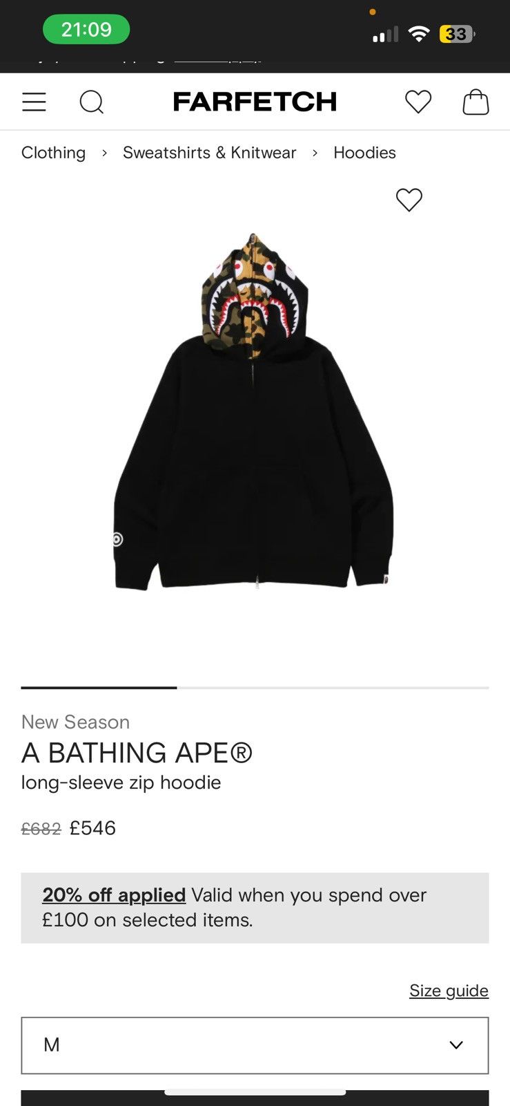 A Bathing Ape Double Shark Full Zip Hoodie. (RARE) Size XL