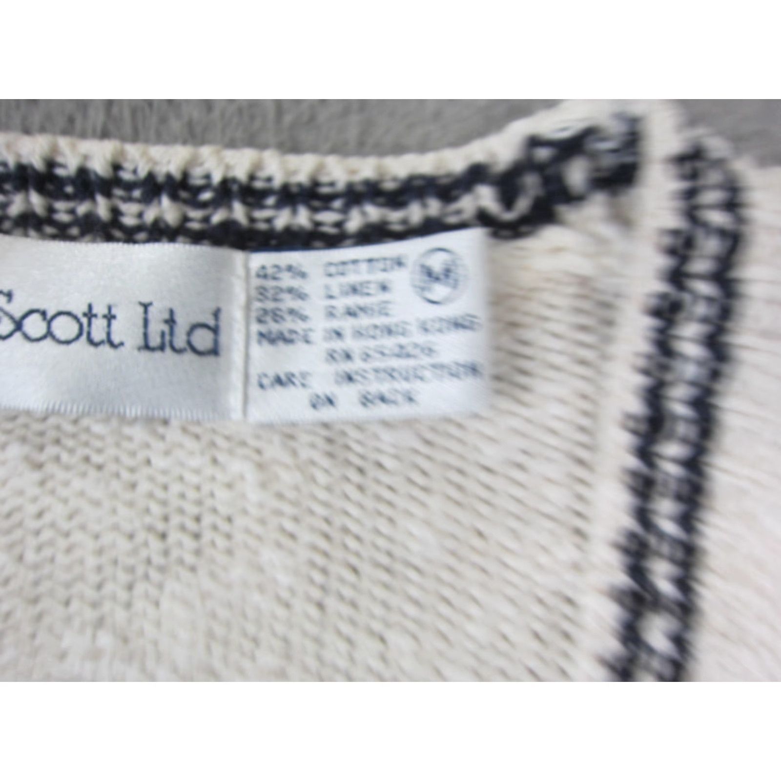 Vintage VINTAGE Robert Scott Cardigan Womens M Ivory Cotton Linen Cable Knit V-Neck Sweater Size M / US 6-8 / IT 42-44 - 6 Thumbnail