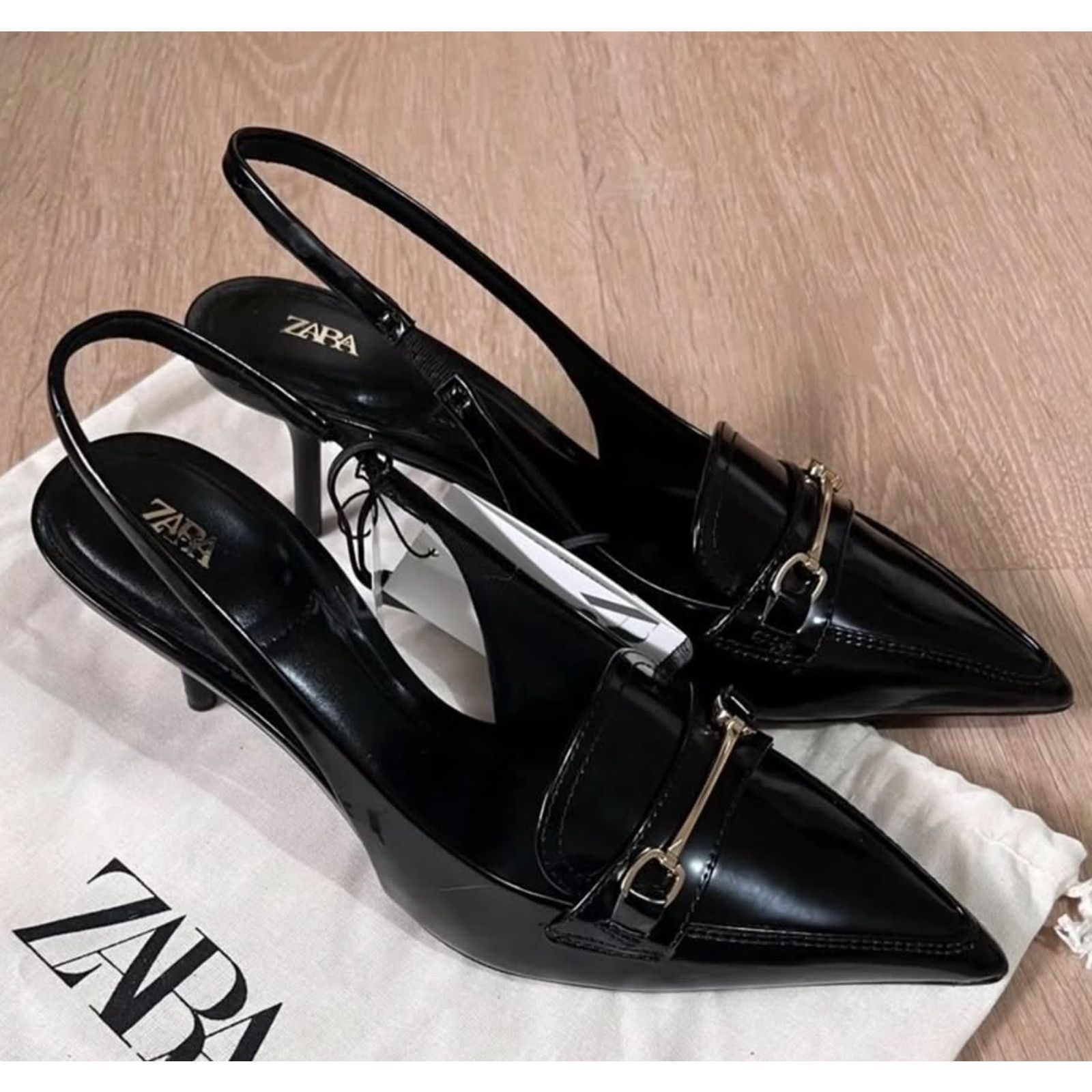 Zara ZARA Black Embellished Slingbacks NWT Size US 9 / IT 39 - 18 Thumbnail