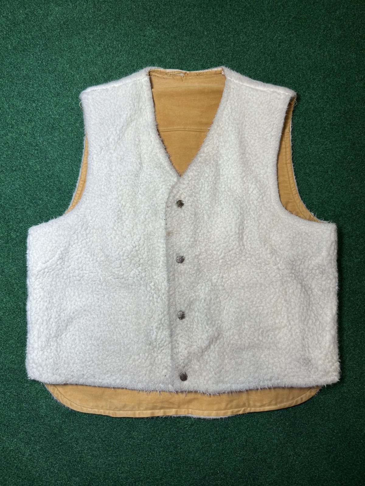 Vintage Vintage 60s 70s Talon Zipper Yellow Reversible Fleece Vest Size US S / EU 44-46 / 1 - 4 Thumbnail