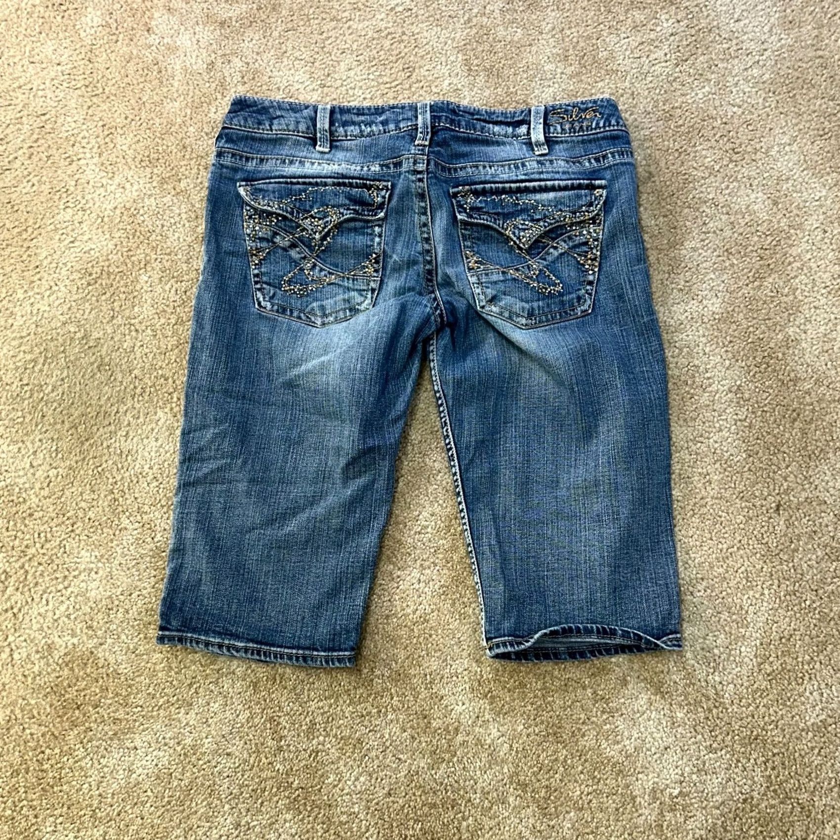 Silver Jeans Co. Silver Tuesday Women's 32 Blue Denim Stretch Low rise Beach Shorts Size 24" / US 00 / IT 34 - 6 Thumbnail