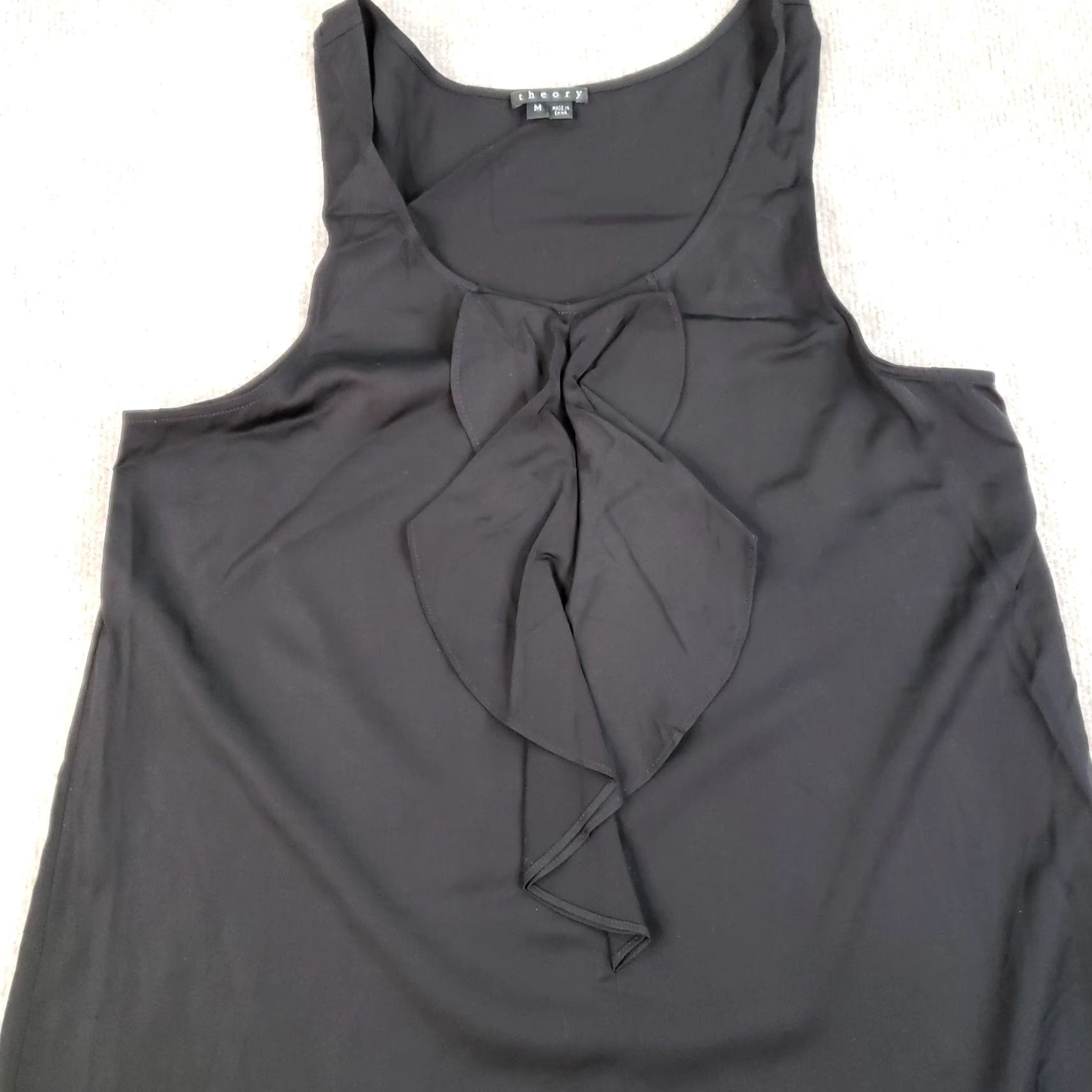 Theory Theory Tank Blouse Womens Medium Black Ruffle Front Sleeveless Top Shirt Stretch Size M / US 6-8 / IT 42-44 - 6 Thumbnail