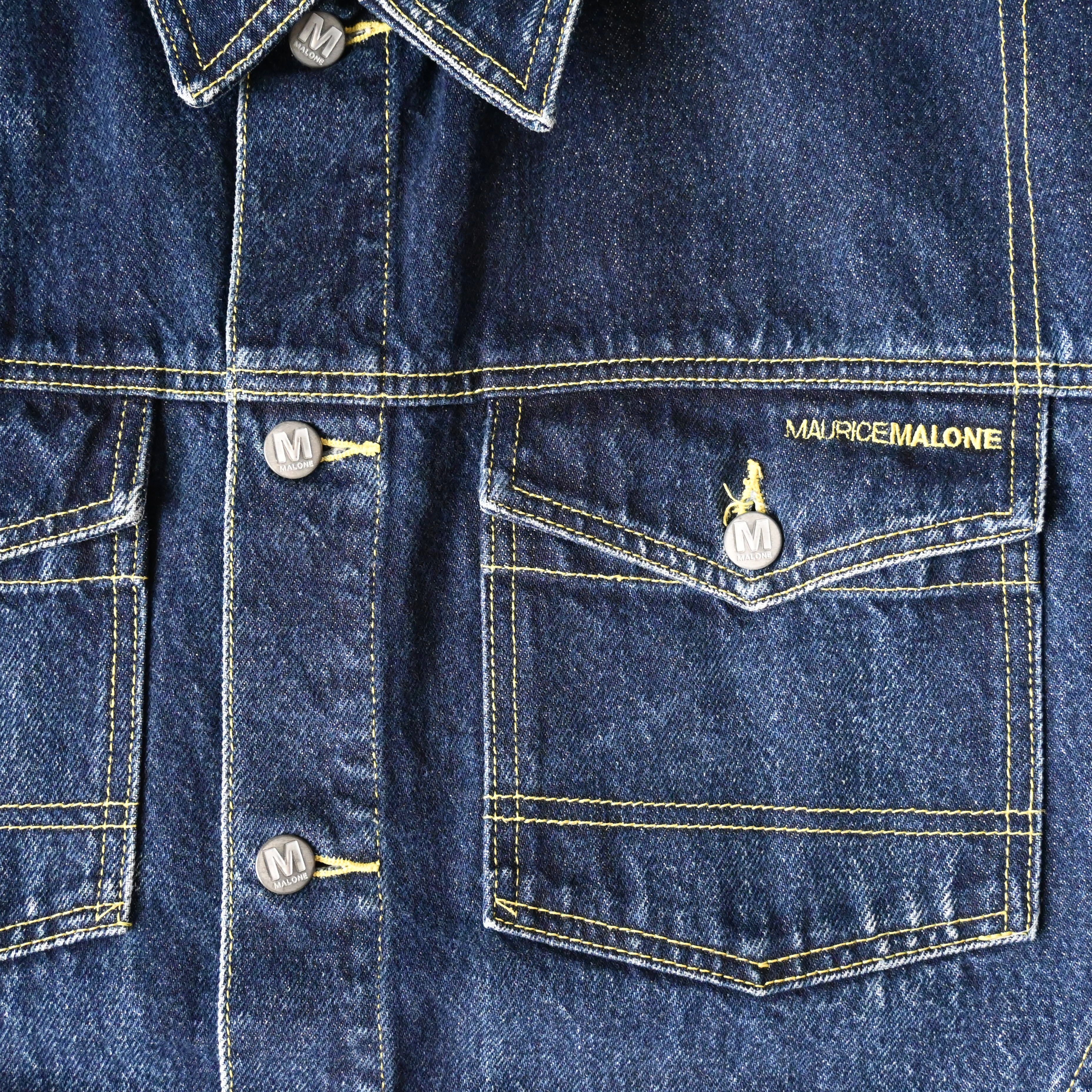 Vintage VTG MO JEANS by Maurice Malone reflective logo denim trucker Size US XXL / EU 58 / 5 - 5 Thumbnail