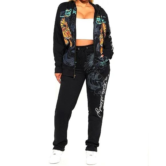 Ed Hardy Crawling Tigers Sweatsuit Coord Set Lounge Retro Tattoo Y2K Size ONE SIZE - 1 Thumbnail