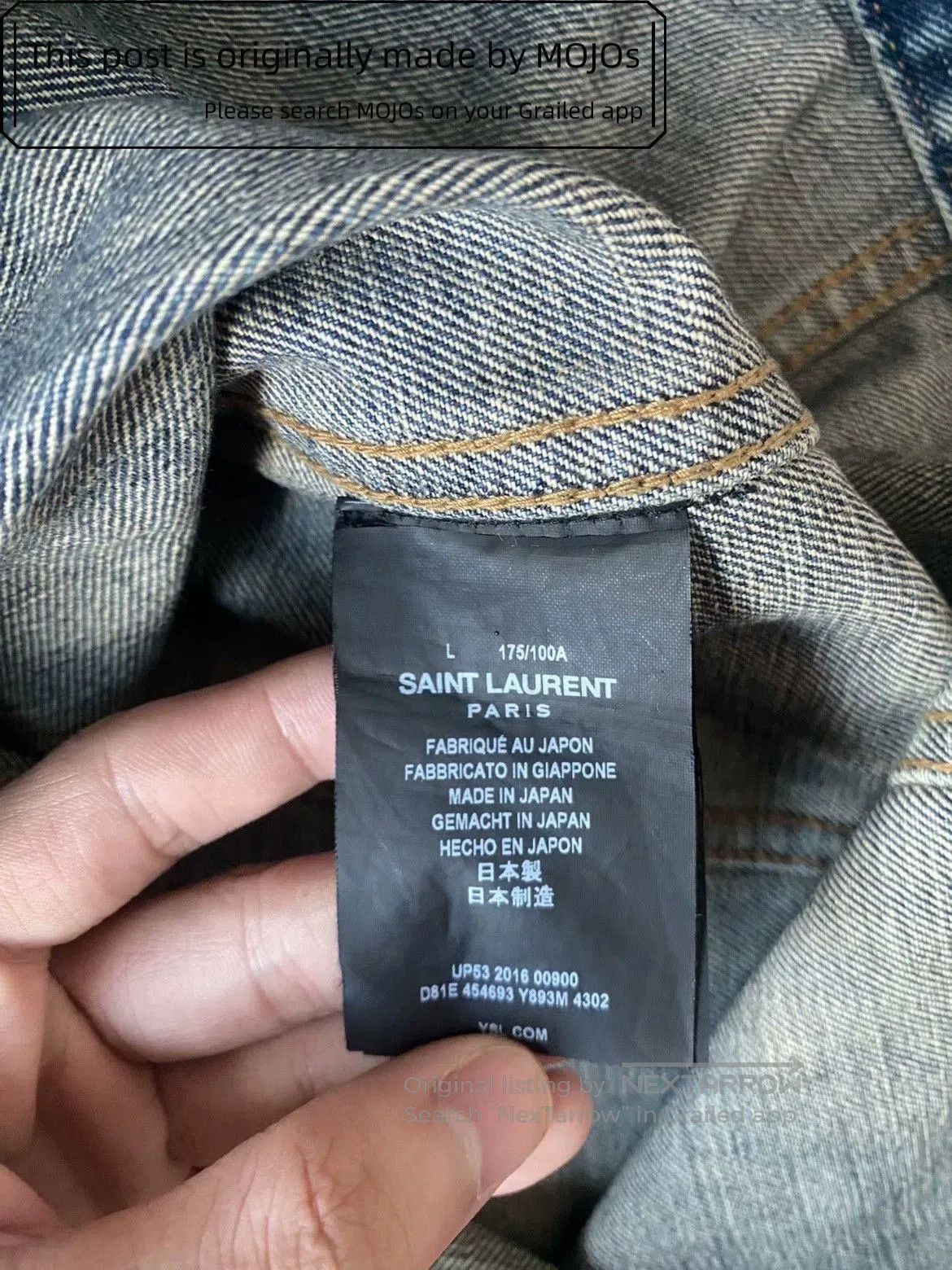 Saint Laurent Paris Saint Laurent Paris 16AW Shark Back Patch Denim Jacket. Size US L / EU 52-54 / 3 - 3 Thumbnail