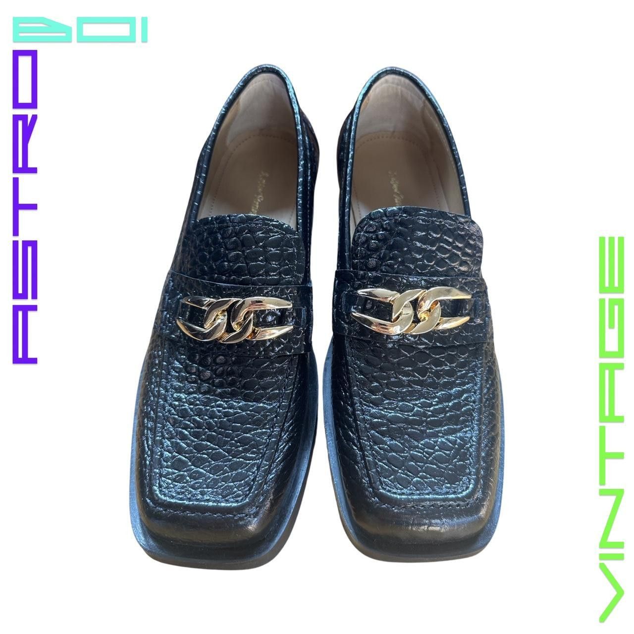 image of Other Stories Black Embossed Squared Toe Loafers_ 10Us, Women's