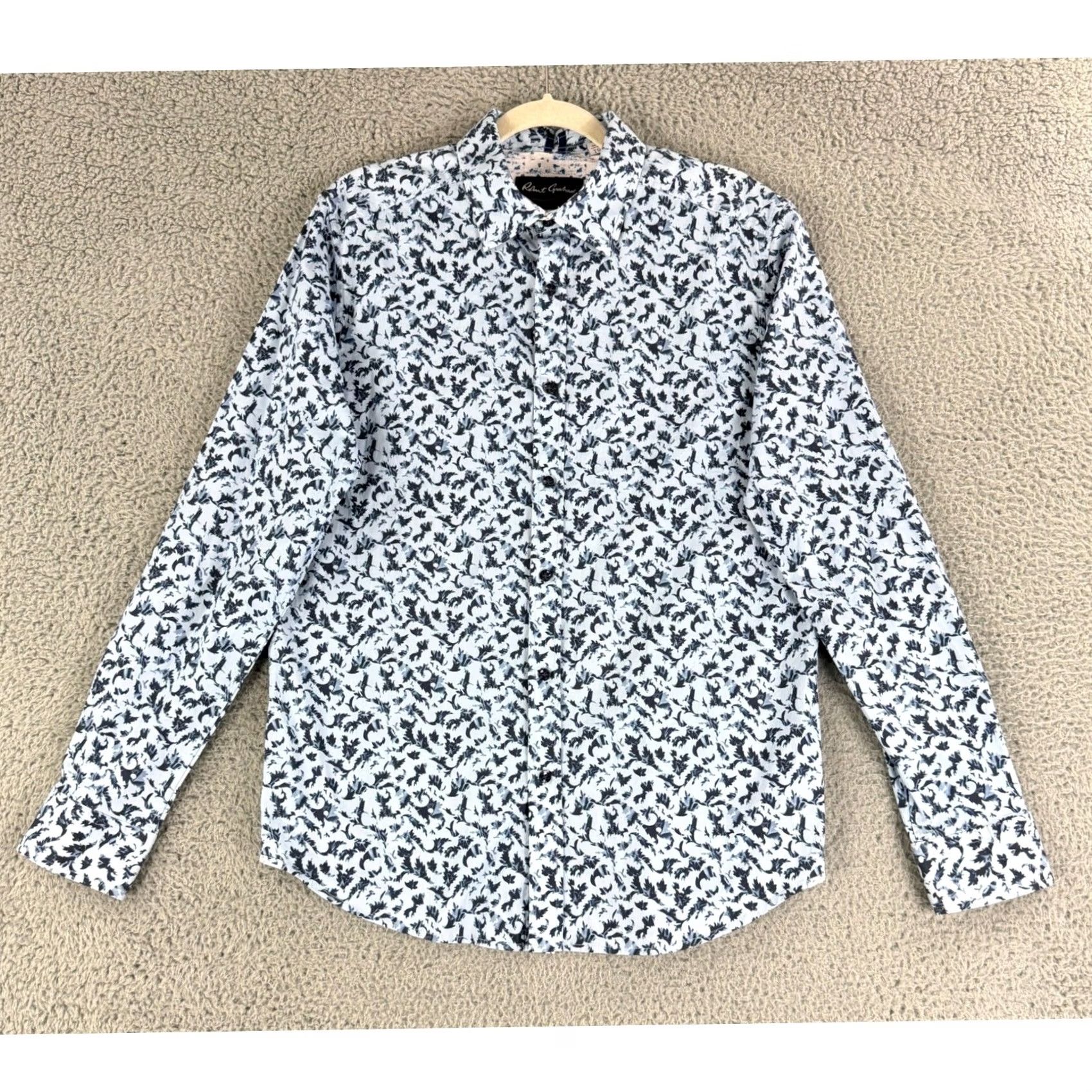 Robert Graham Robert Graham Button-Down Shirt Men XL Blue Floral Modern Americana Tailored Fit Size US XL / EU 56 / 4 - 2 Thumbnail