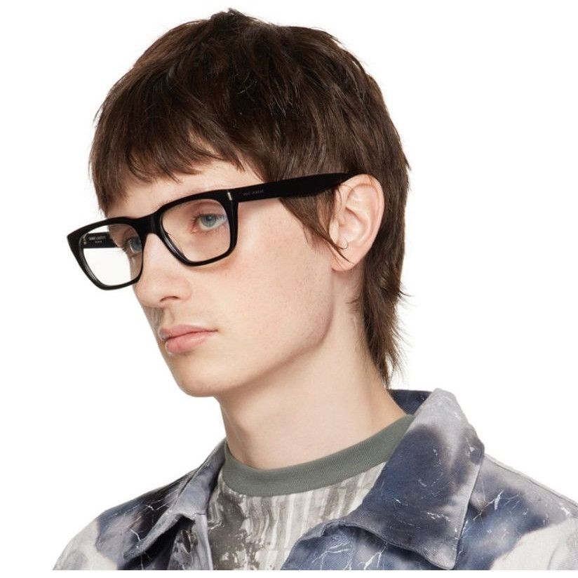 image of YVES Saint Laurent New Saint Laurent Sl-598-Opt-001 Eyeglasses in Black, Men's