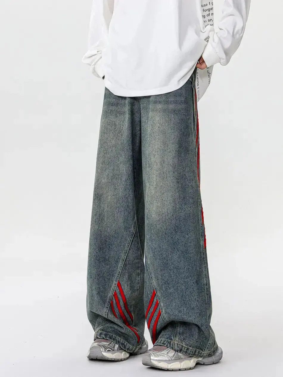 Japanese Brand Retro loose fit patchwork wide leg jeans Size US 32 / EU 48 - 2 Thumbnail