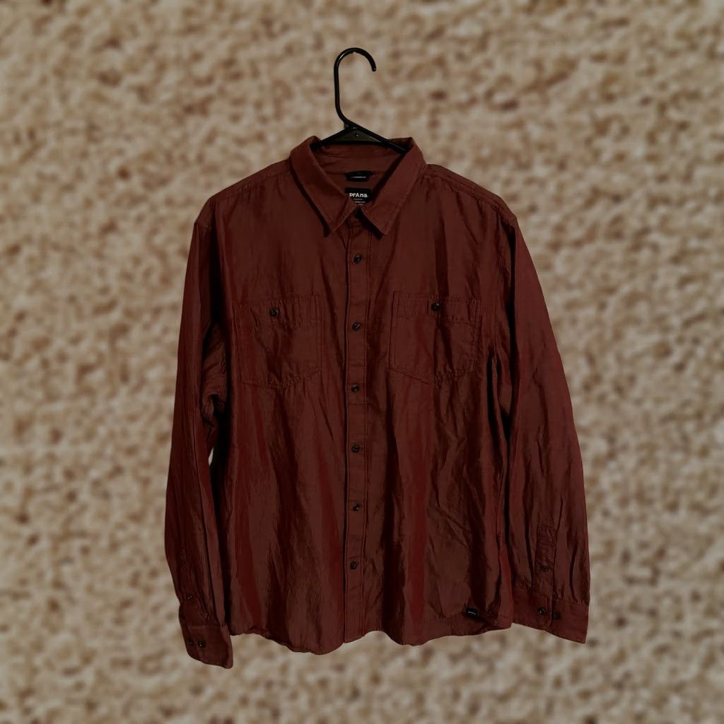 Prana prAna Dolberg Flannel Shirt L/S Button Up Chambray Red - Men's Large Size US L / EU 52-54 / 3 - 1 Thumbnail