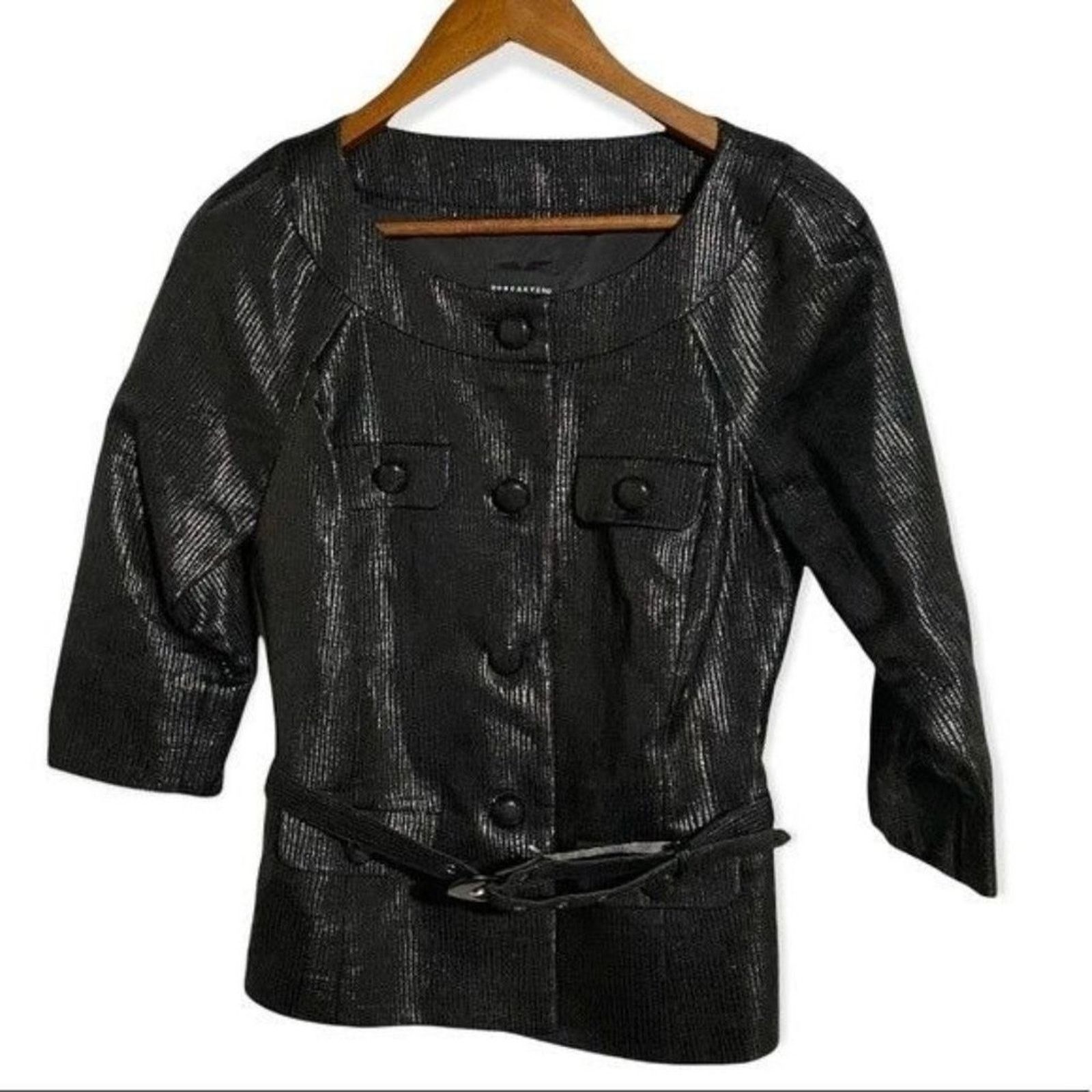Other Doncaster Collection · Size 4 Shimmer Textured Belted Jacket Size S / US 4 / IT 40 - 3 Thumbnail
