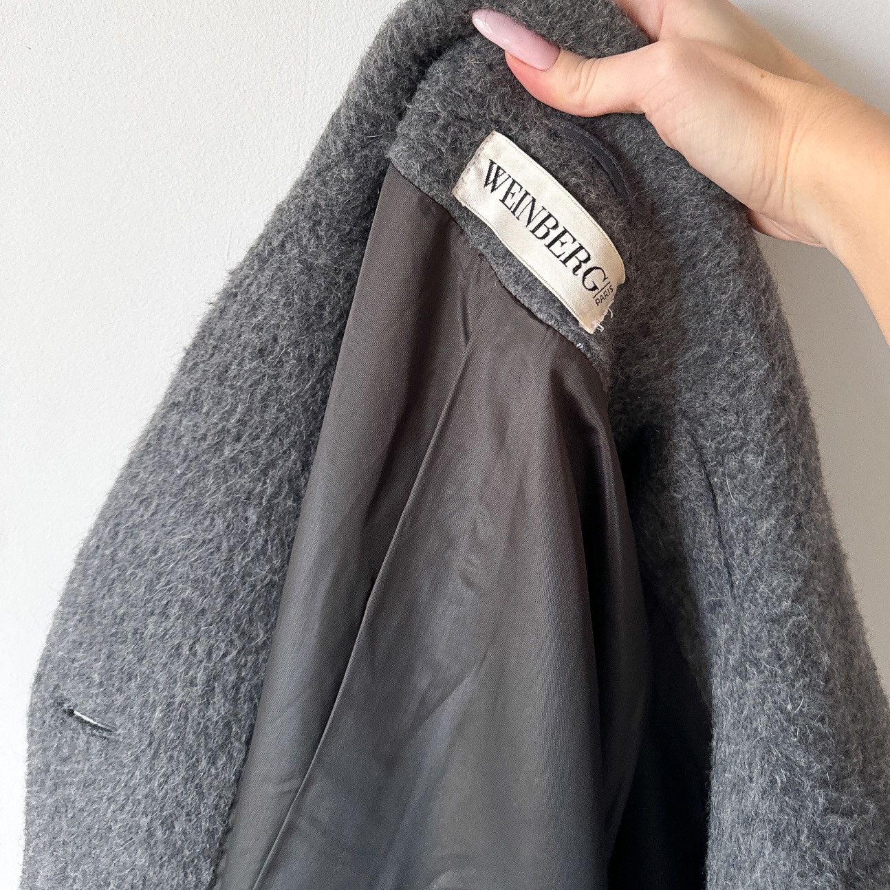 Vintage Weinberg Paris fuzzy grey midi wool coat France Size S / US 4 / IT 40 - 7 Thumbnail