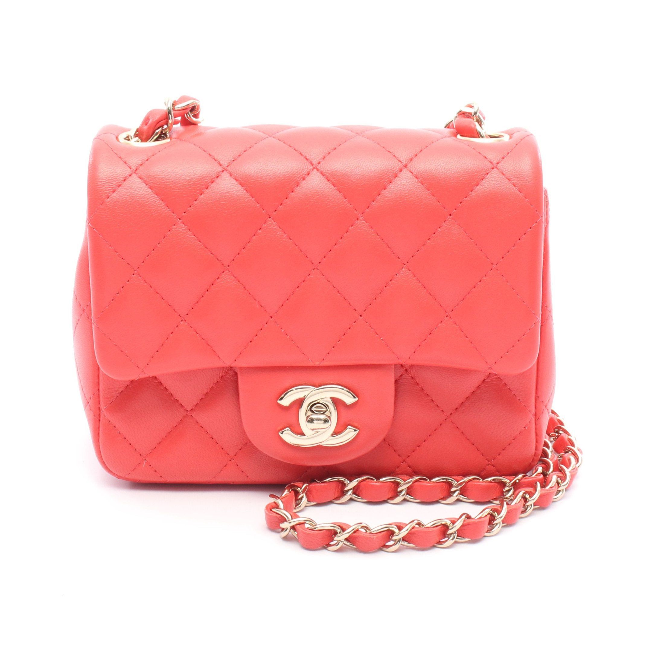 Chanel Mini Matelasse Chain Shoulder Bag Leather Pink Red Gold Hardware, Women's