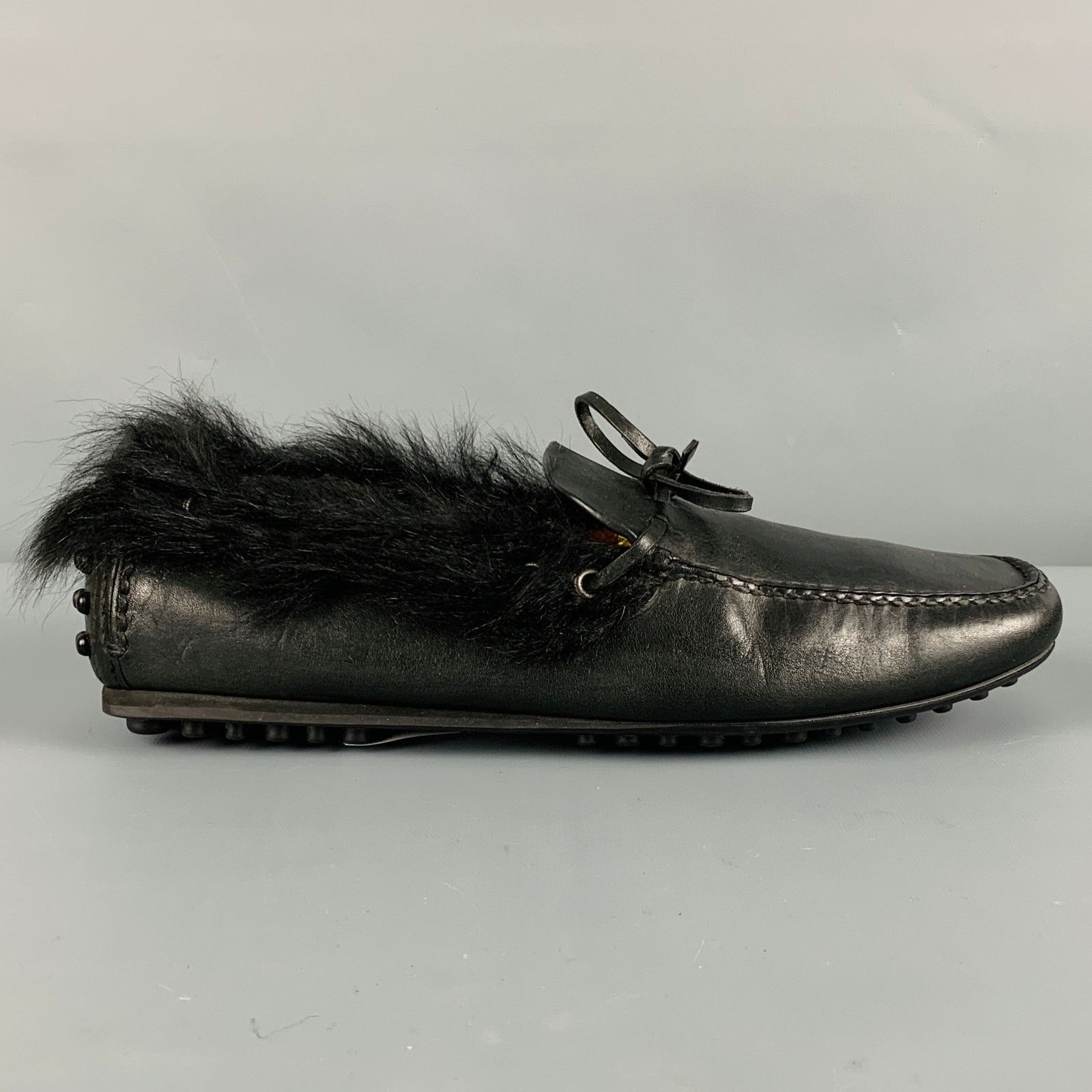 Car Shoe CAR SHOE Size 8 Black Leather Fur Trim Drivers Loafers Size US 8 / EU 41 - 2 Thumbnail