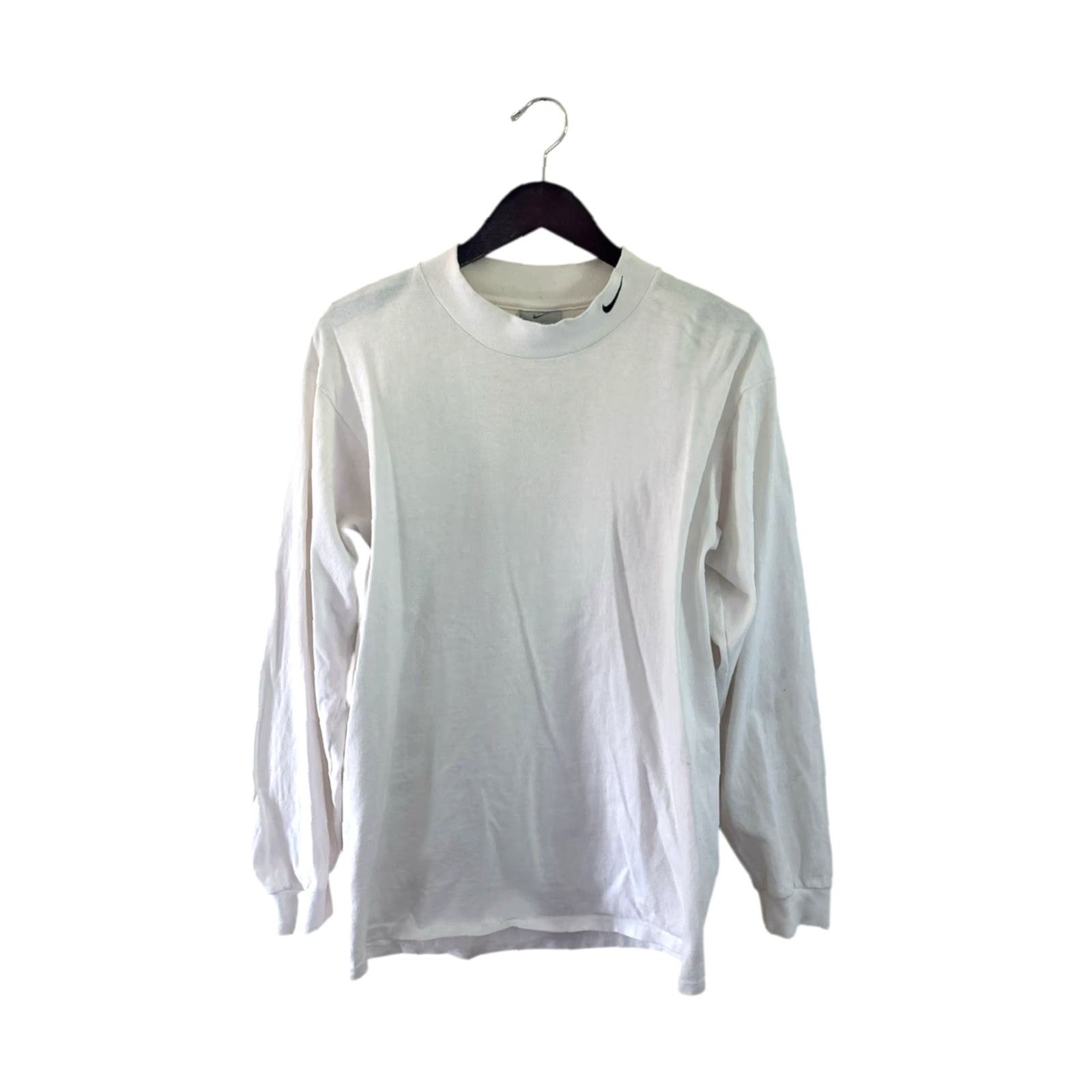 Nike VINTAGE nike silver tag mock neck long sleeve shirt Mens M White EUC 00s Size US M / EU 48-50 / 2 - 2 Thumbnail