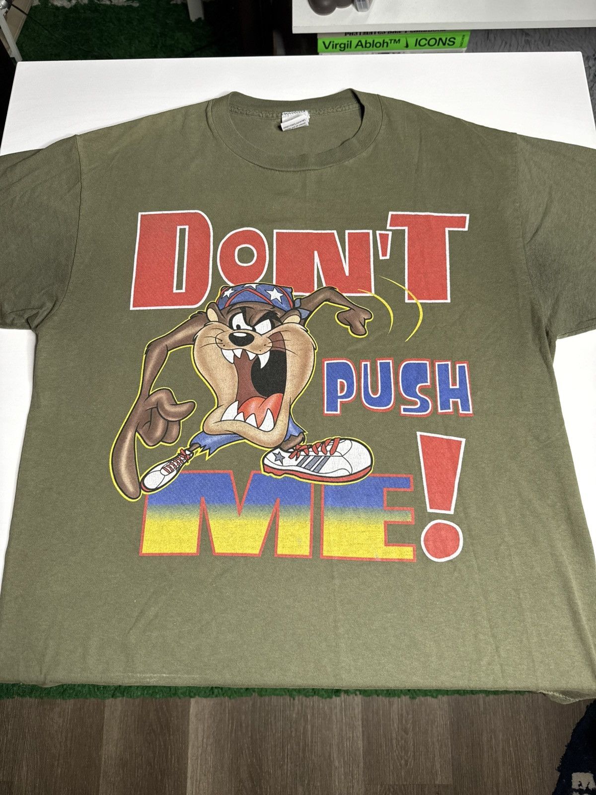 Vintage VINTAGE 2001 Tazmanian Devil Don't Push Me “Olive” [XL] PO Size US XL / EU 56 / 4 - 3 Thumbnail