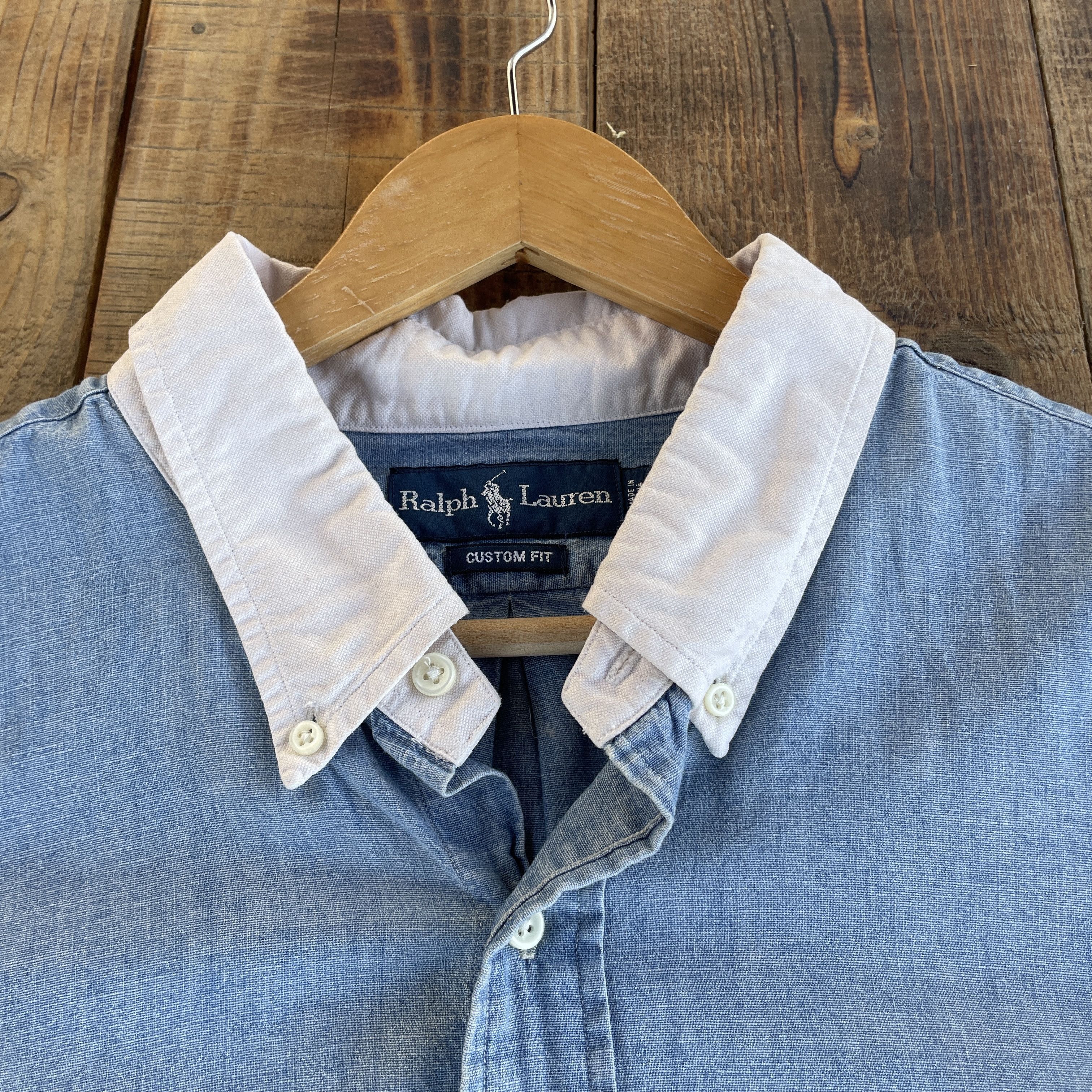 Polo Ralph Lauren Polo Ralph Lauren Contrast Collar Chambray Shirt Size XXL Size US XXL / EU 58 / 5 - 4 Thumbnail
